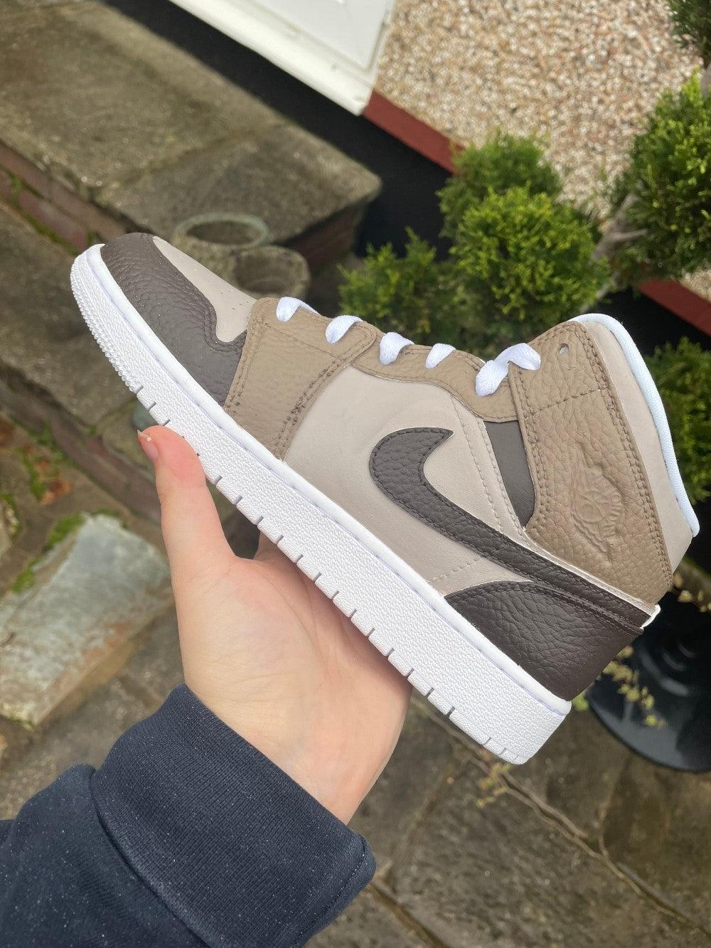 Black Gray khaki Custom Air Jordan 1-shecustomize