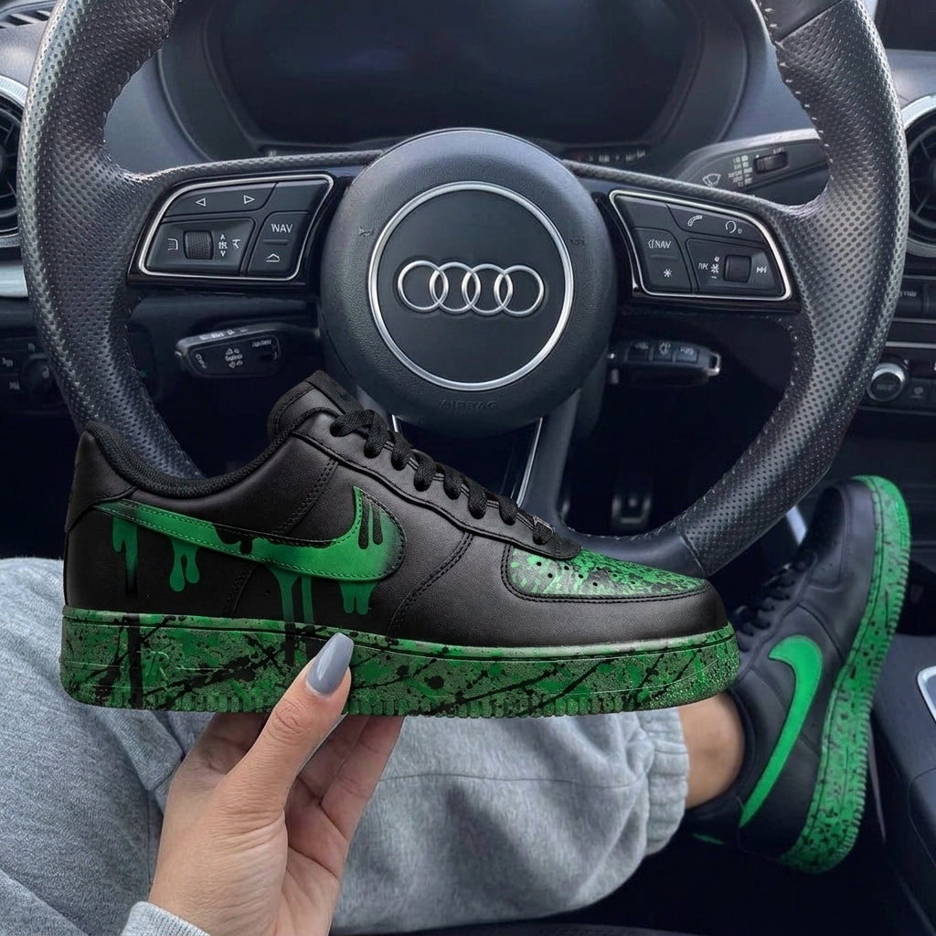 Black Green Drip Splatter Custom Air Force 1-shecustomize