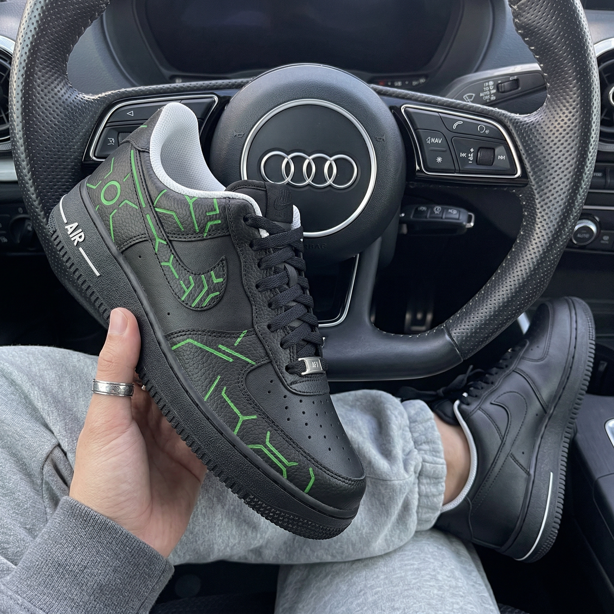 Black Green Tech Pattern Custom Air Force 1-shecustomize