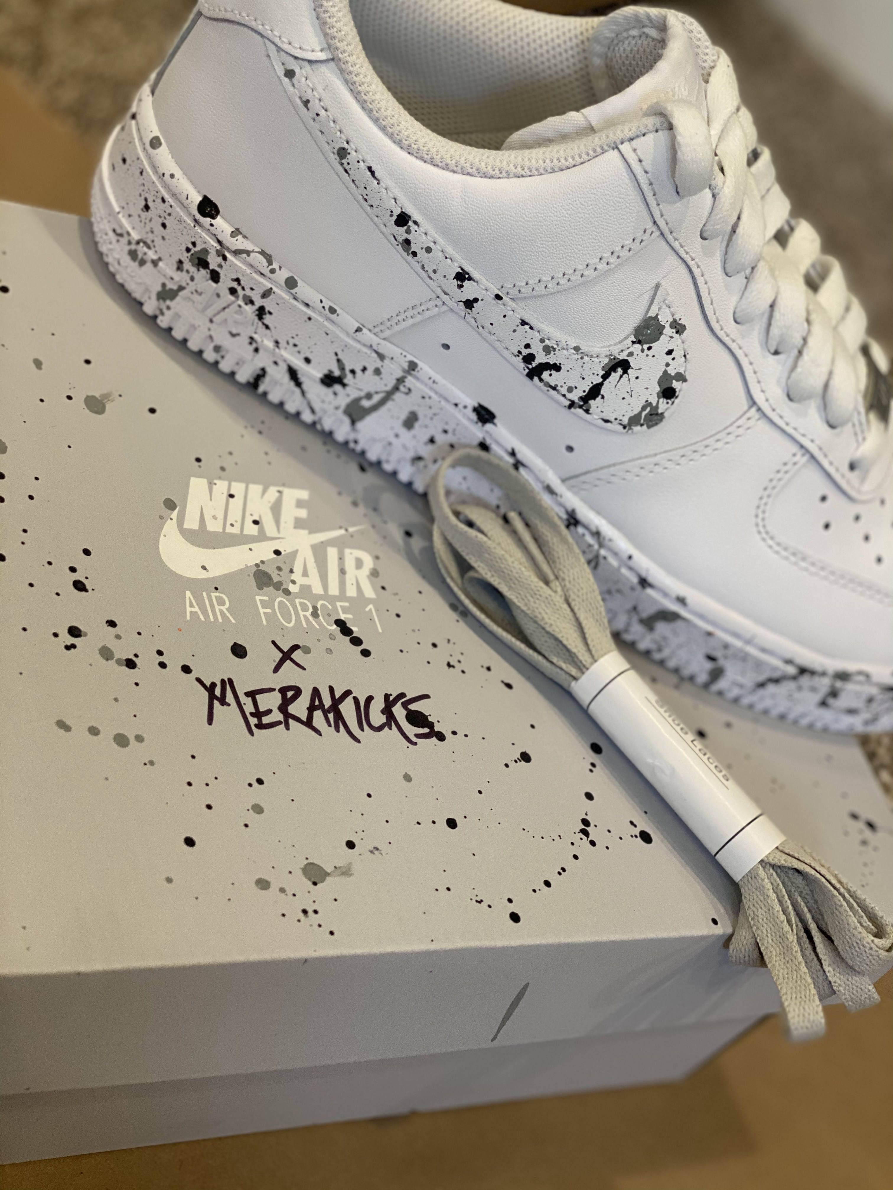 Black Grey Splatter Custom Air Force 1-shecustomize