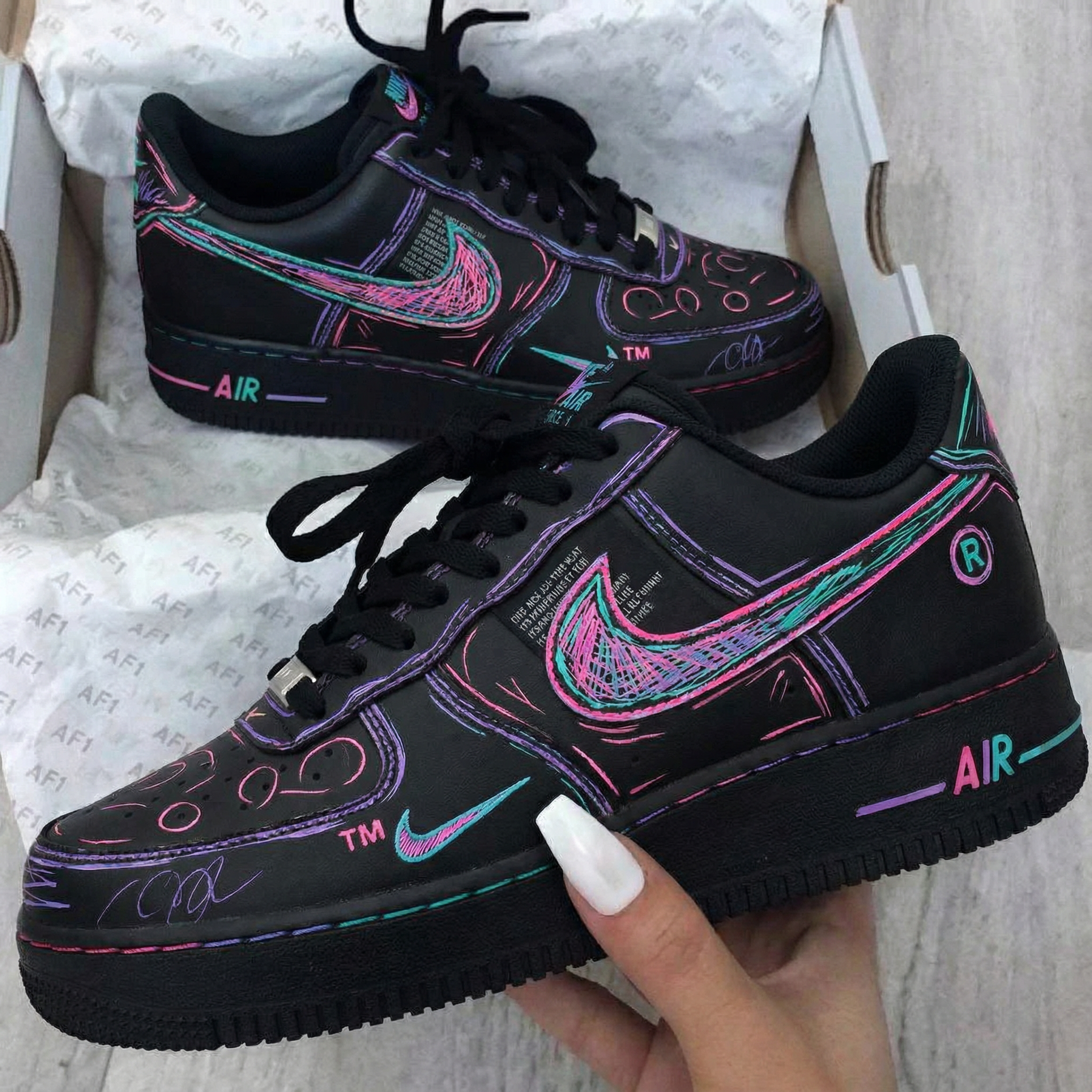 Black Neon Graffiti Custom Air Force 1-shecustomize