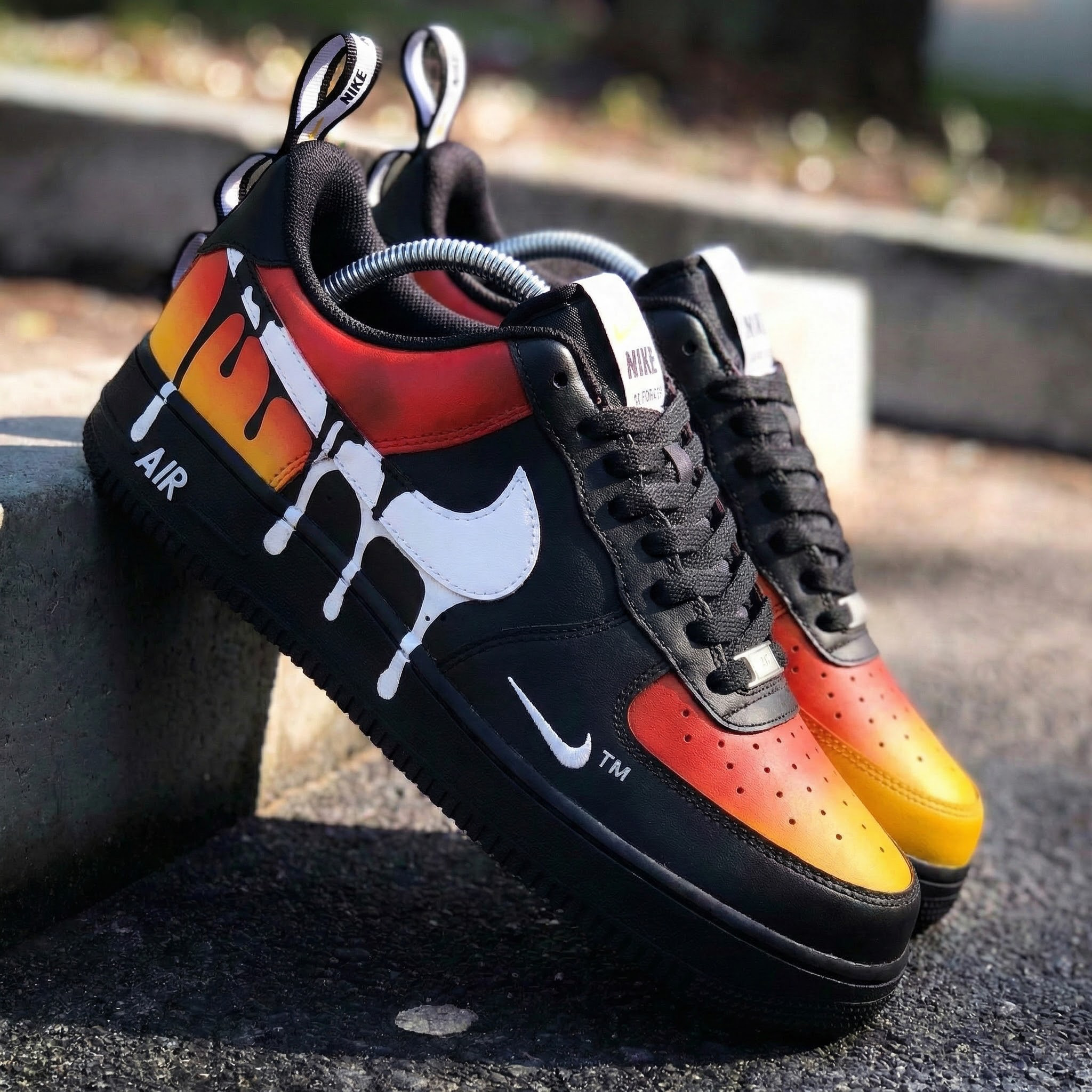 Black Orange Drip Custom Air Force 1-shecustomize