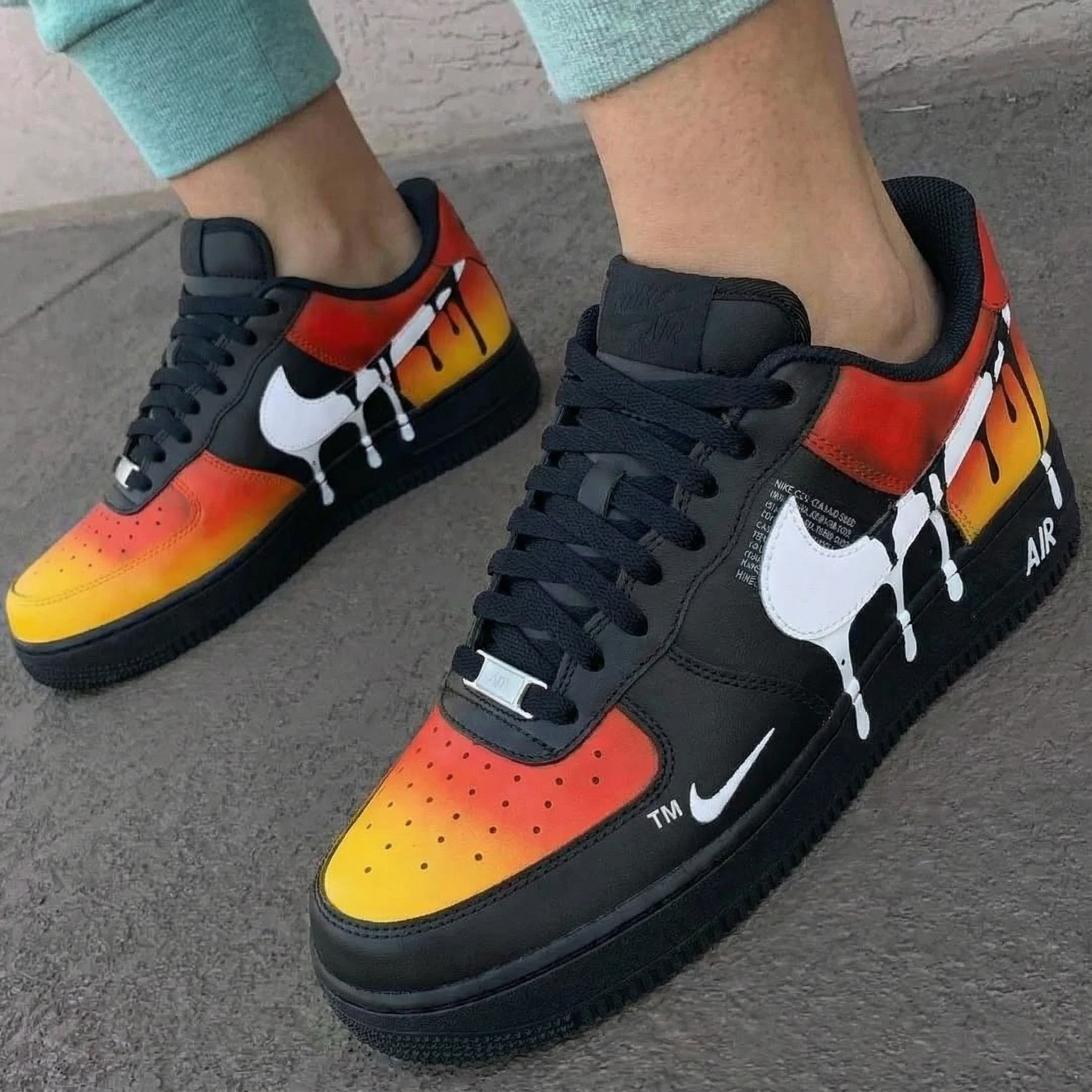 Black Orange Drip Custom Air Force 1-shecustomize