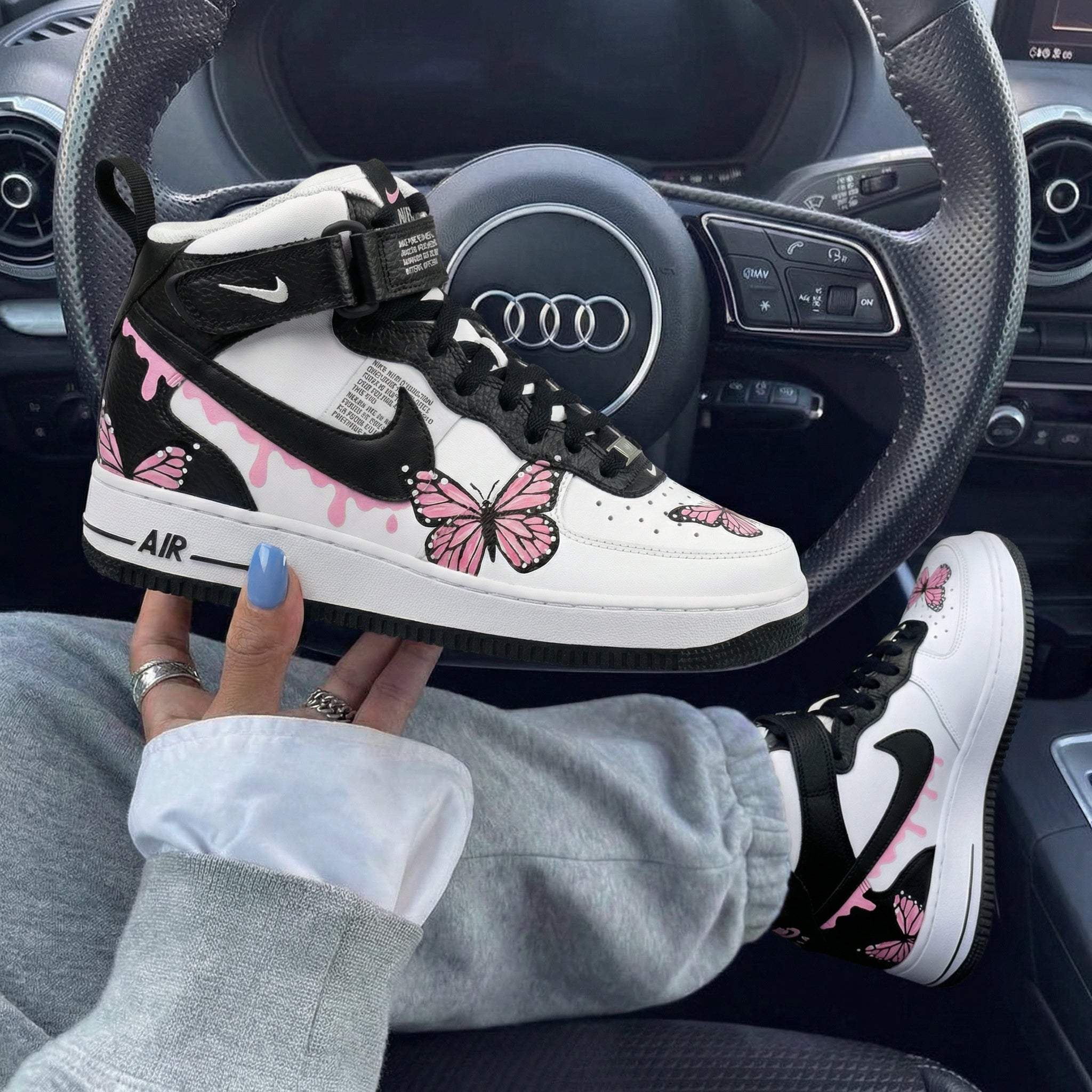 Black Pink Butterflies Custom Air Force 1-shecustomize