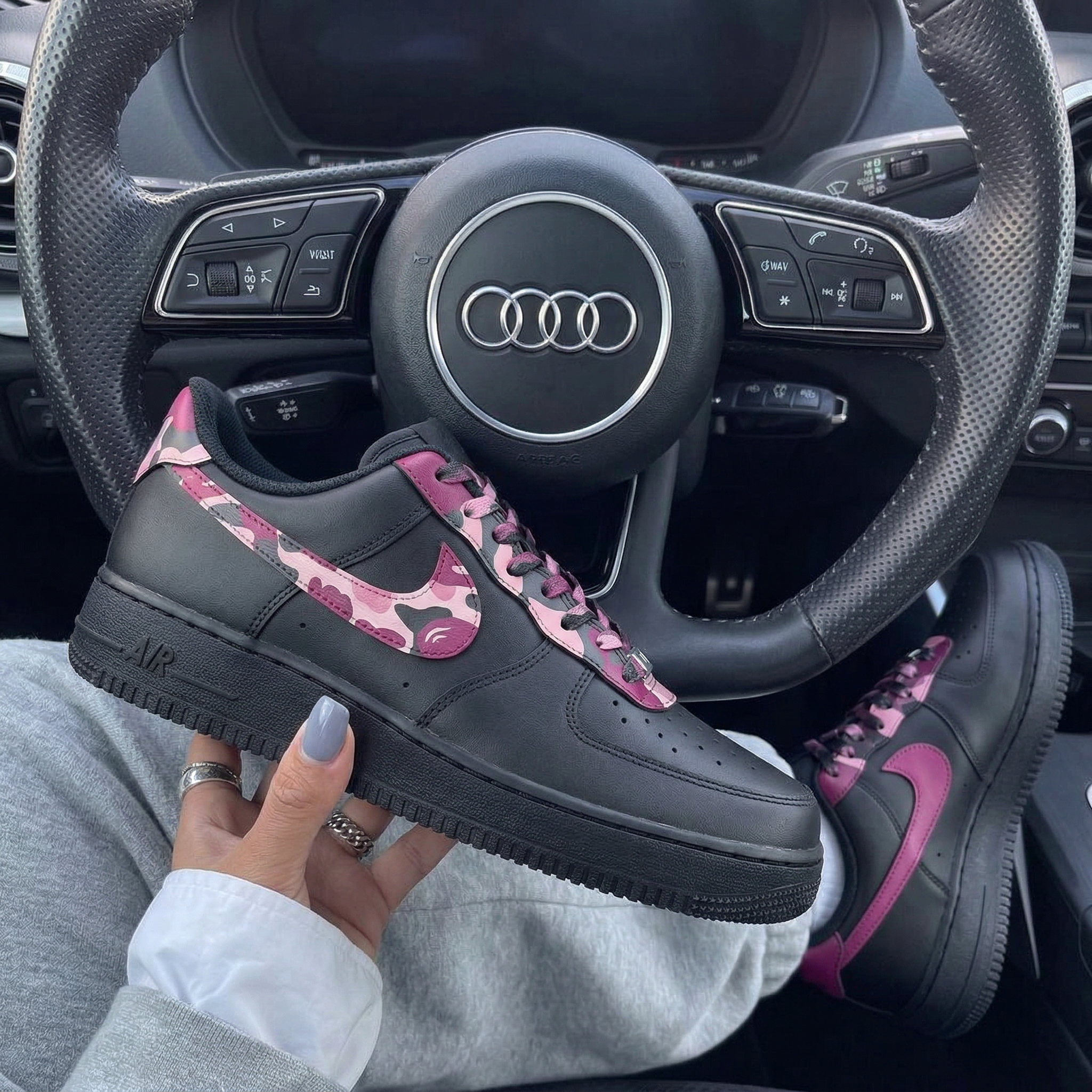 Black Pink Magenta Camo Custom Air Force 1-shecustomize
