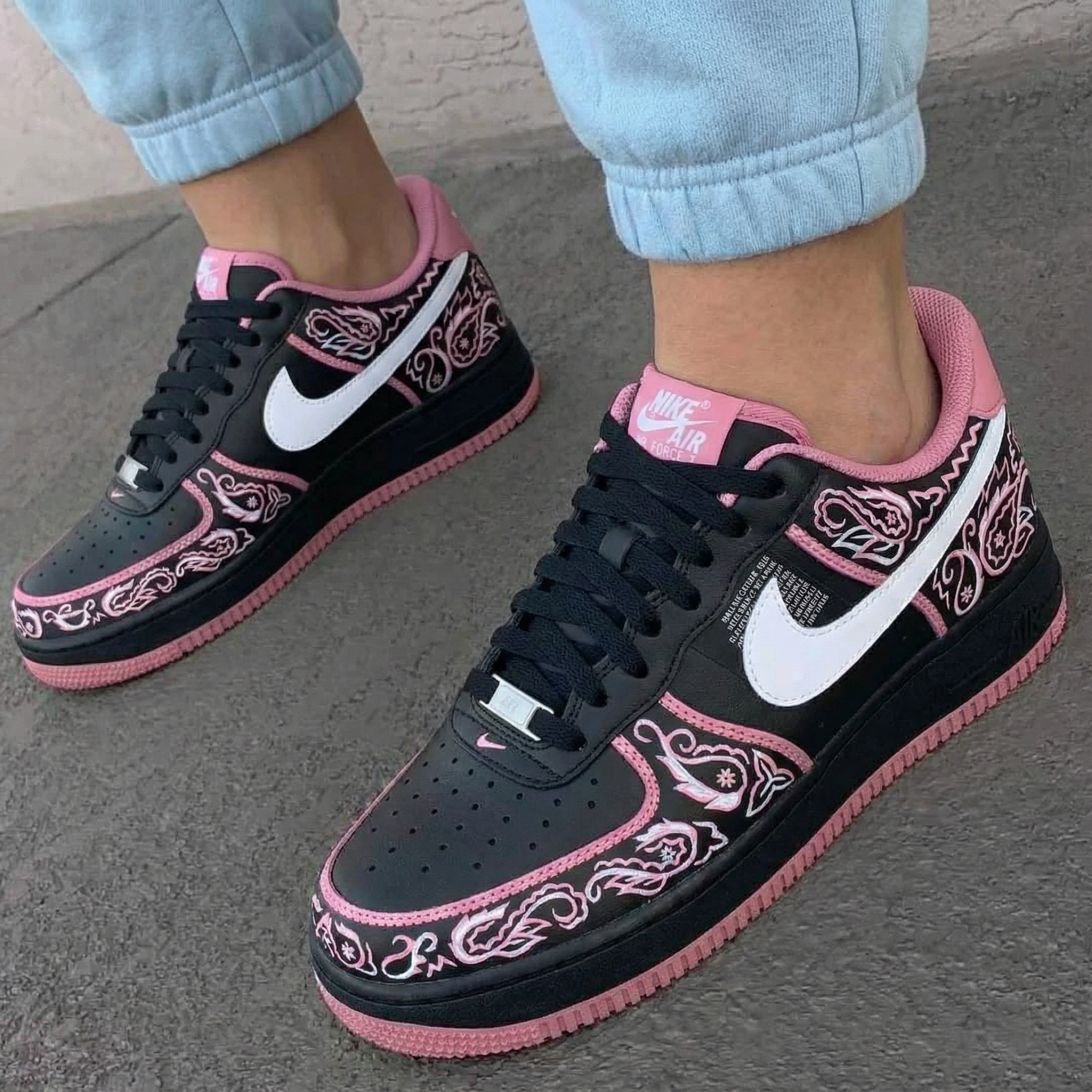 Black Pink Paisley Custom Air Force 1-shecustomize
