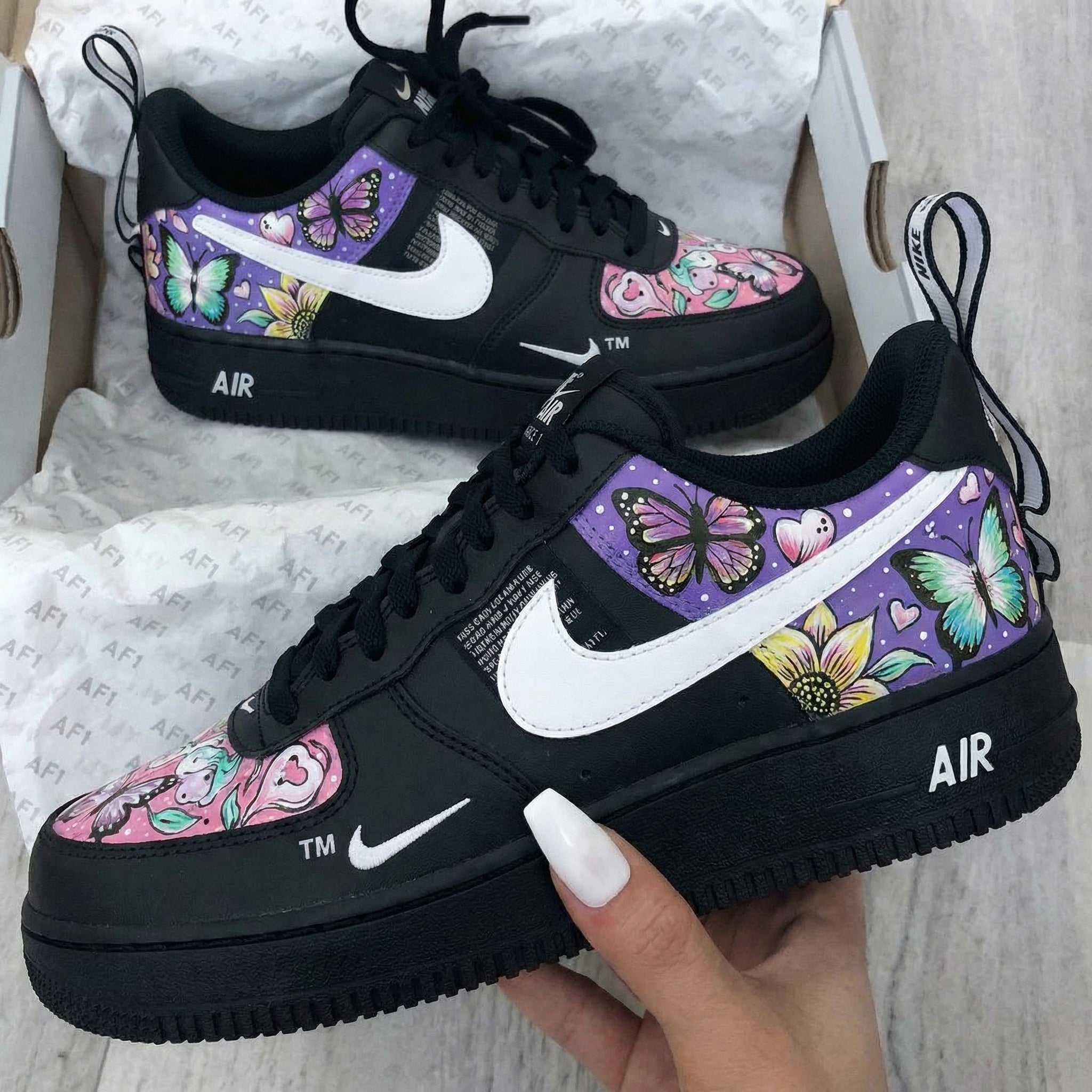 Black Pink Purple Butterflies Custom Air Force 1-shecustomize