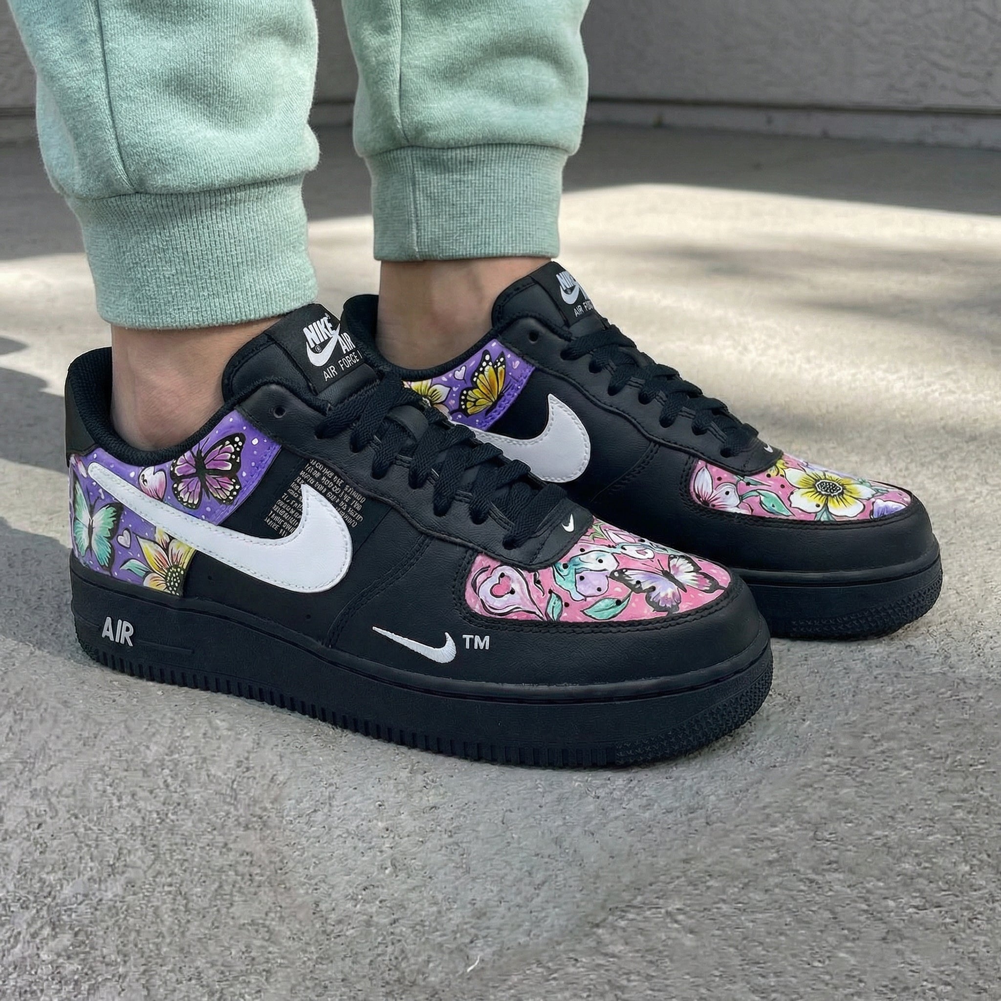 Black Pink Purple Butterflies Custom Air Force 1-shecustomize