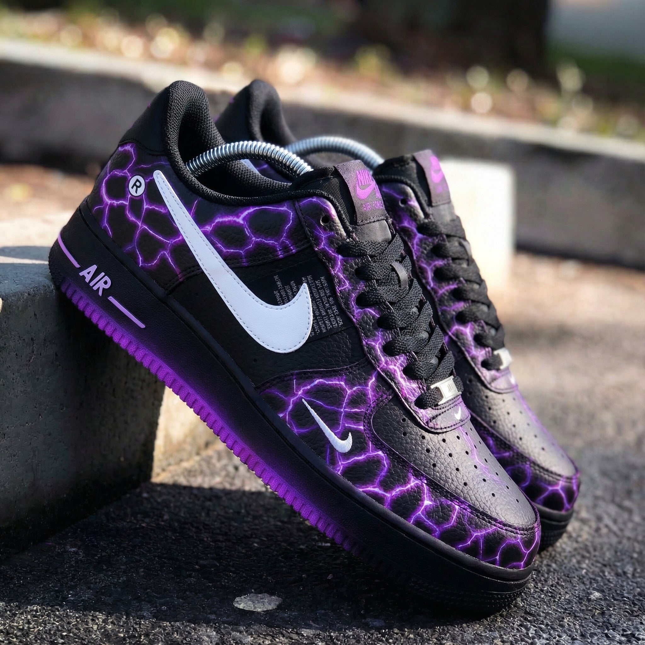 Black Purple Lightning Custom Air Force 1-shecustomize