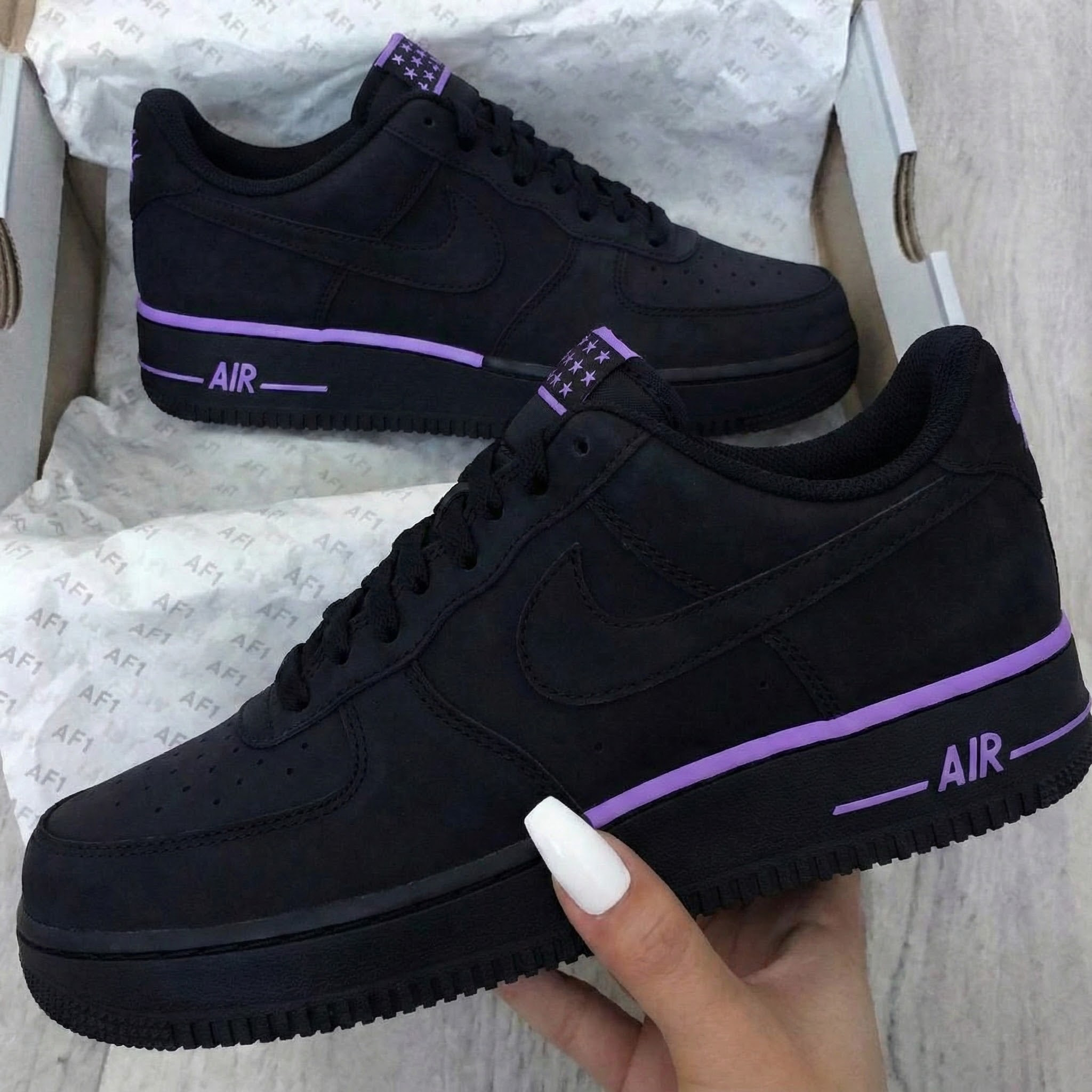 Black Purple Star Custom Air Force 1-shecustomize