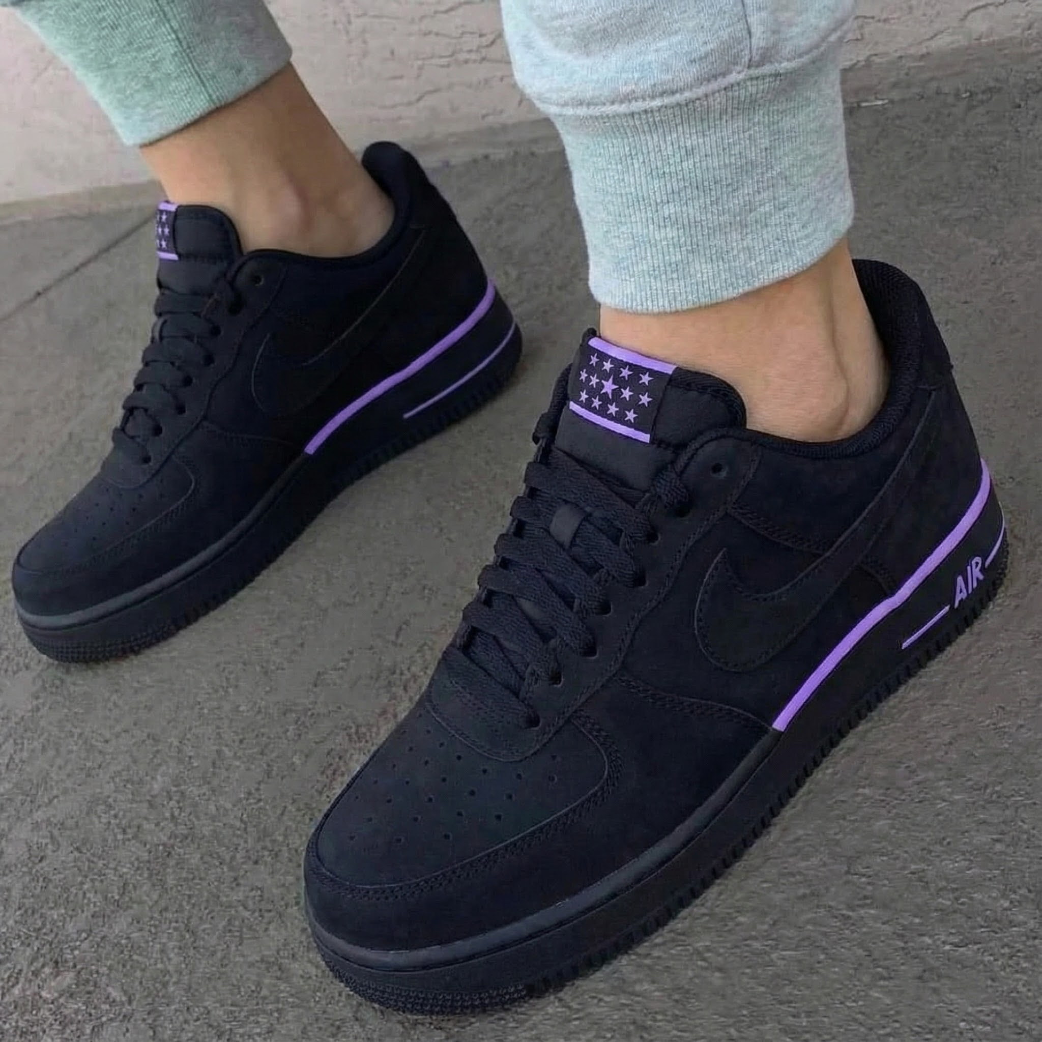 Black Purple Star Custom Air Force 1-shecustomize