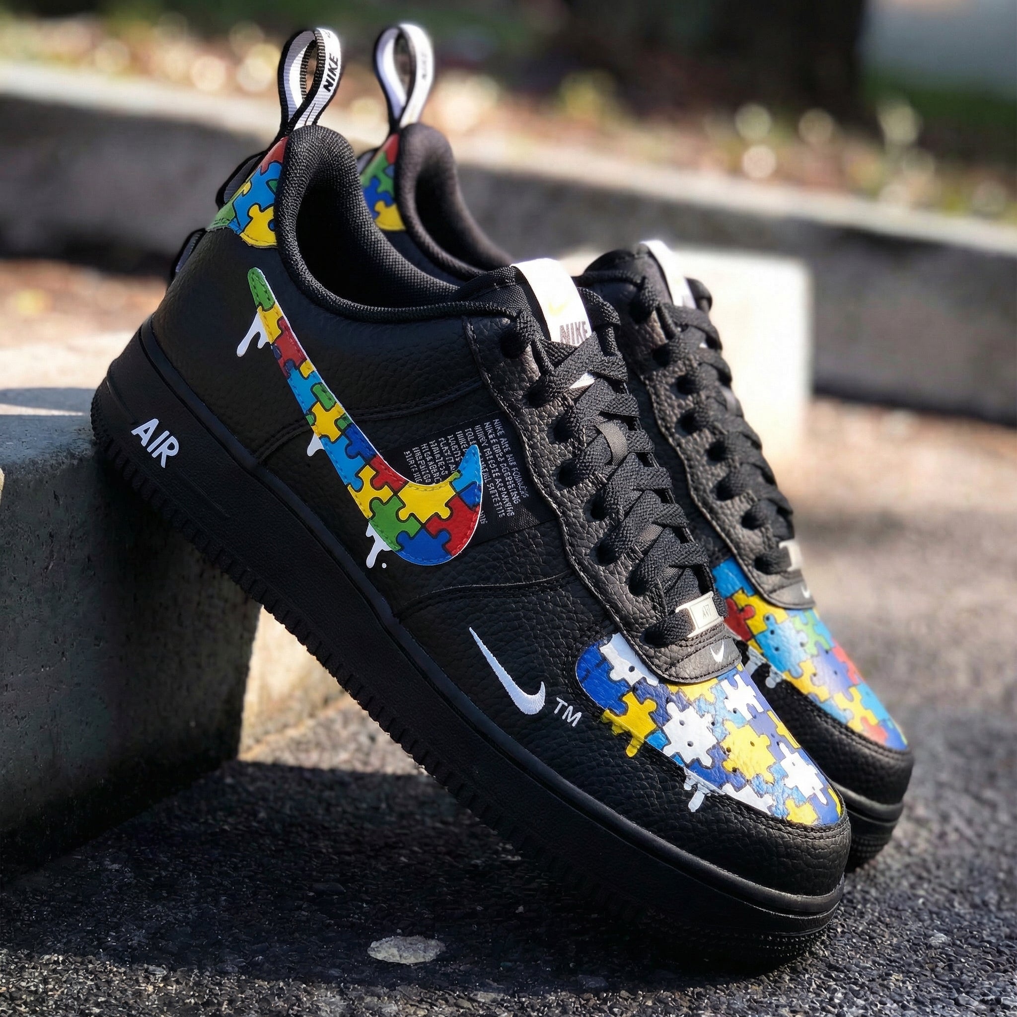 Black Puzzle Custom Air Force 1-shecustomize
