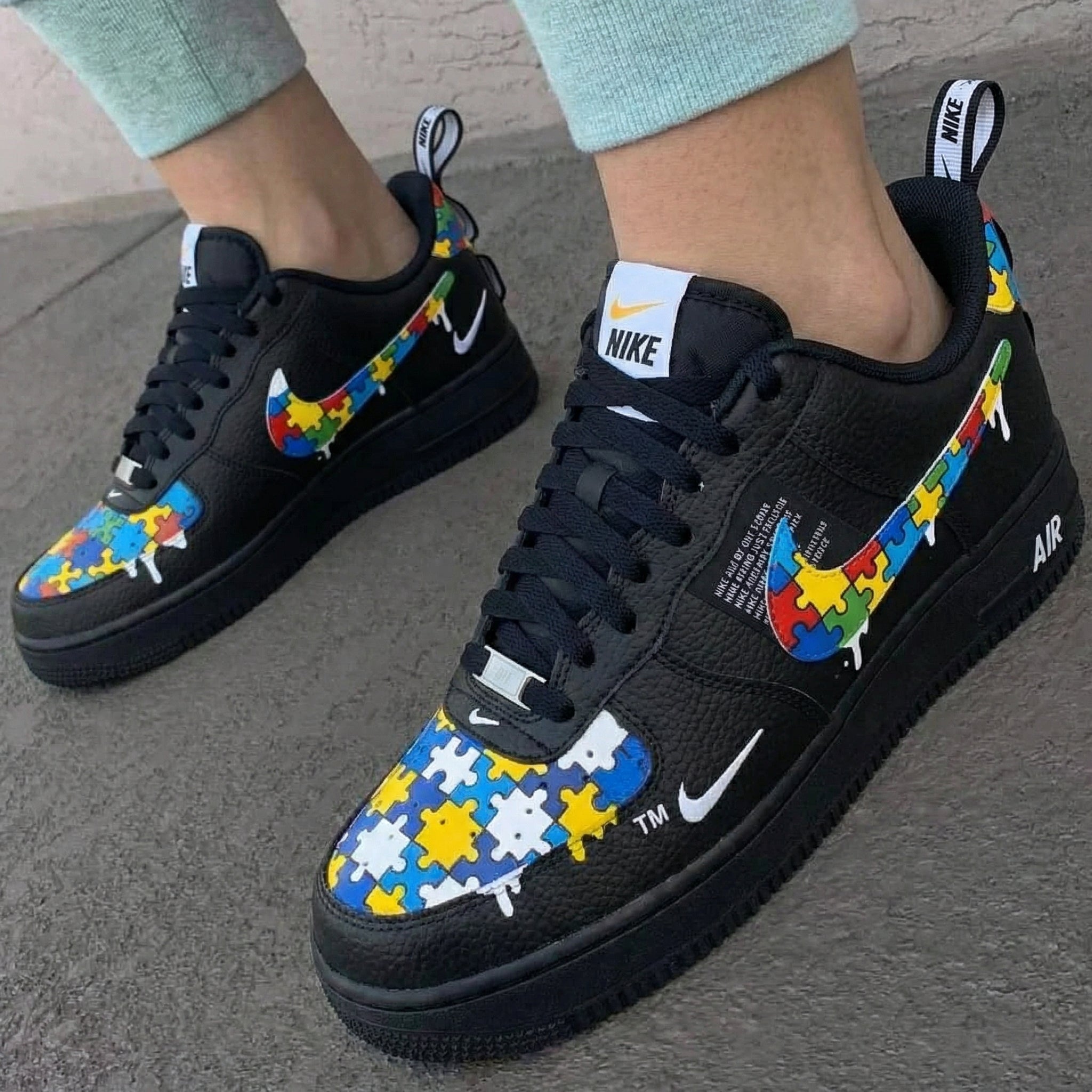 Black Puzzle Custom Air Force 1-shecustomize