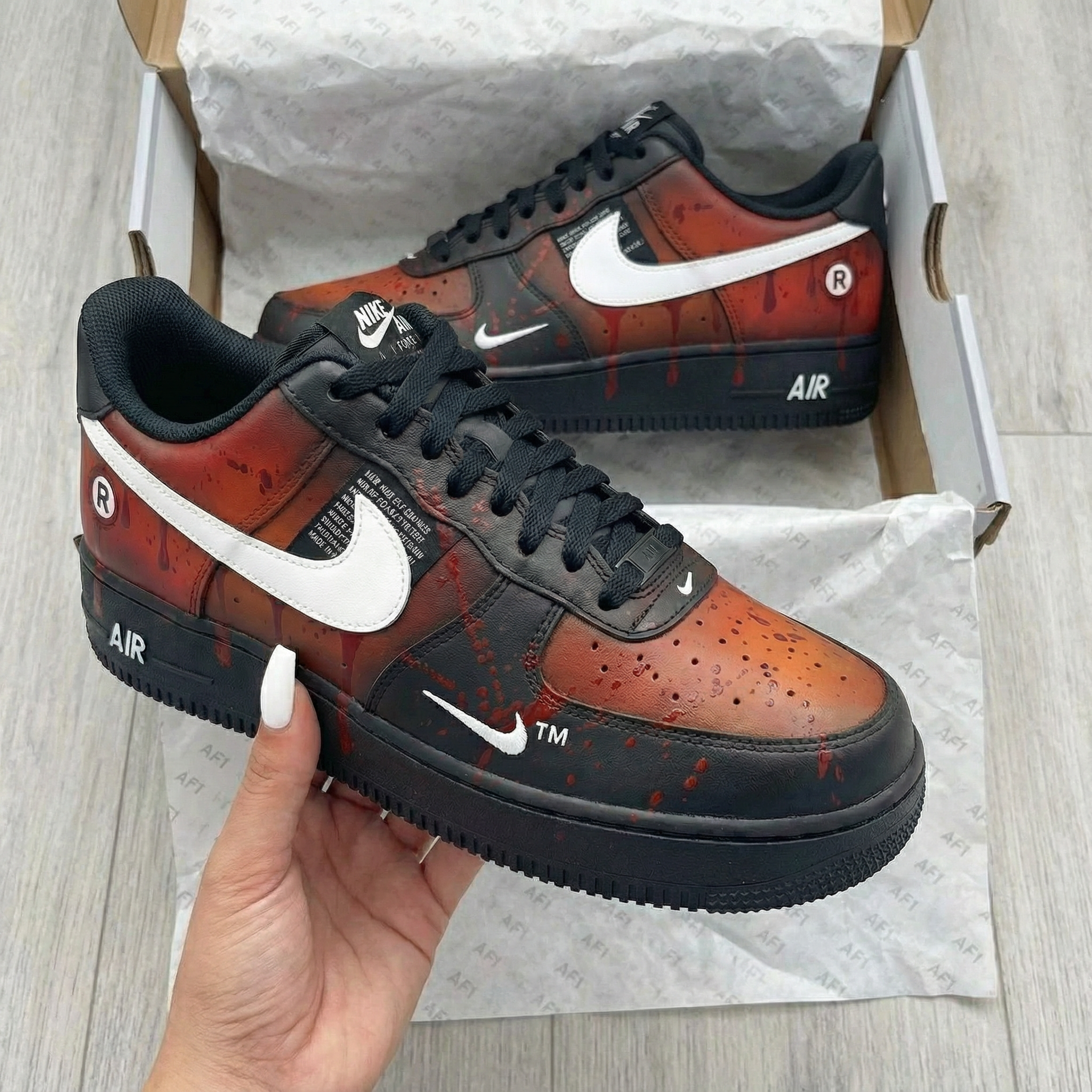 Black Red Blood - Splatter Custom Air Force 1-shecustomize
