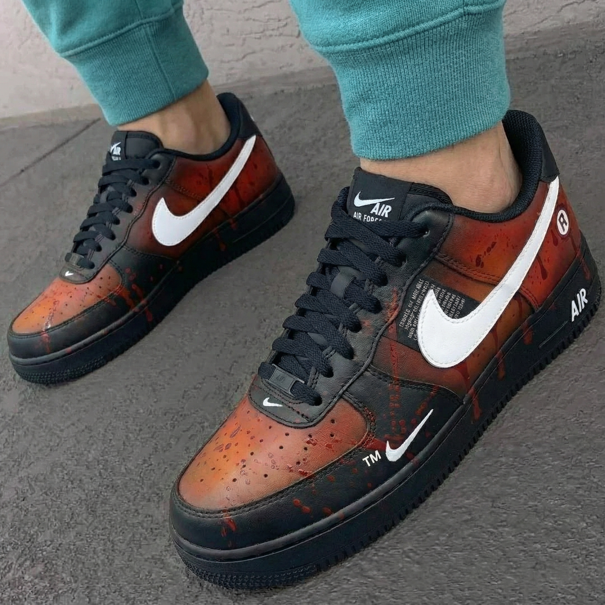 Black Red Blood - Splatter Custom Air Force 1-shecustomize