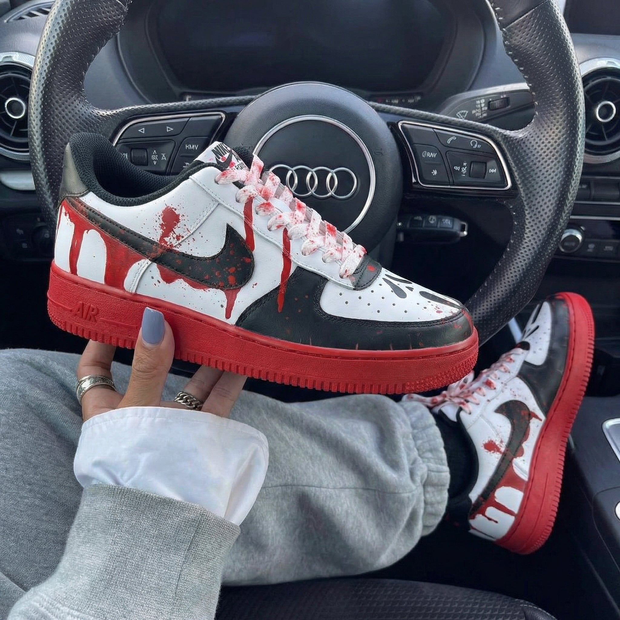Black Red Blood Splatter Drip Custom Air Force 1-shecustomize