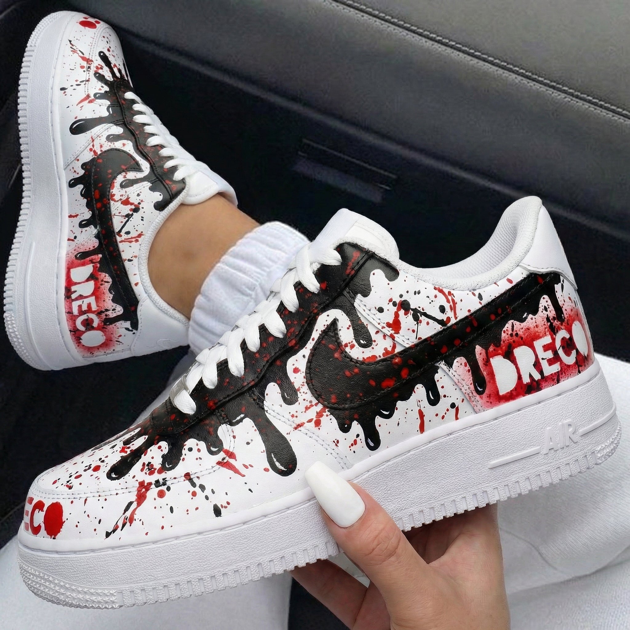 Black Red Drip Custom Air Force 1-shecustomize