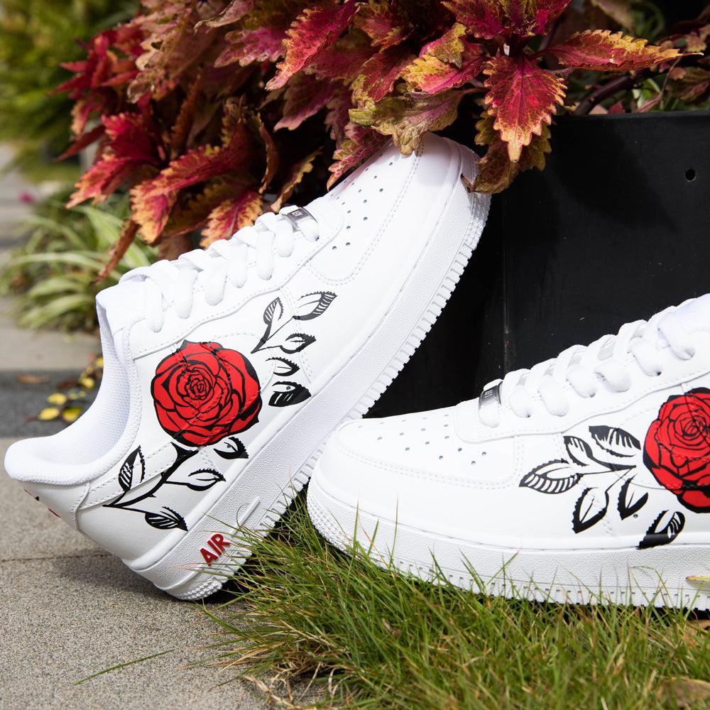 Black Red Rose Air Force 1s Custom Shoes Sneakers-shecustomize