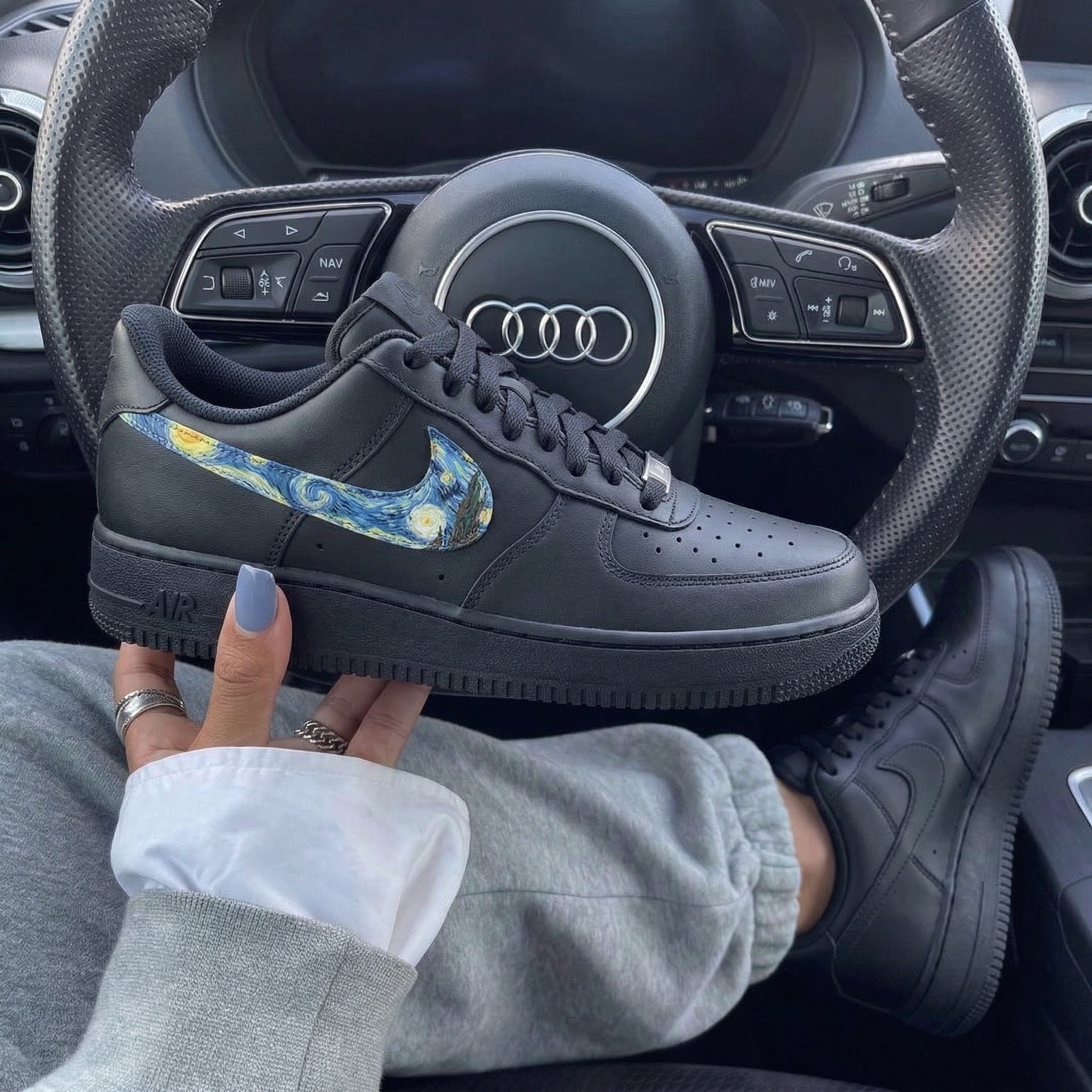 Black Starry Night Painting Custom Air Force 1-shecustomize