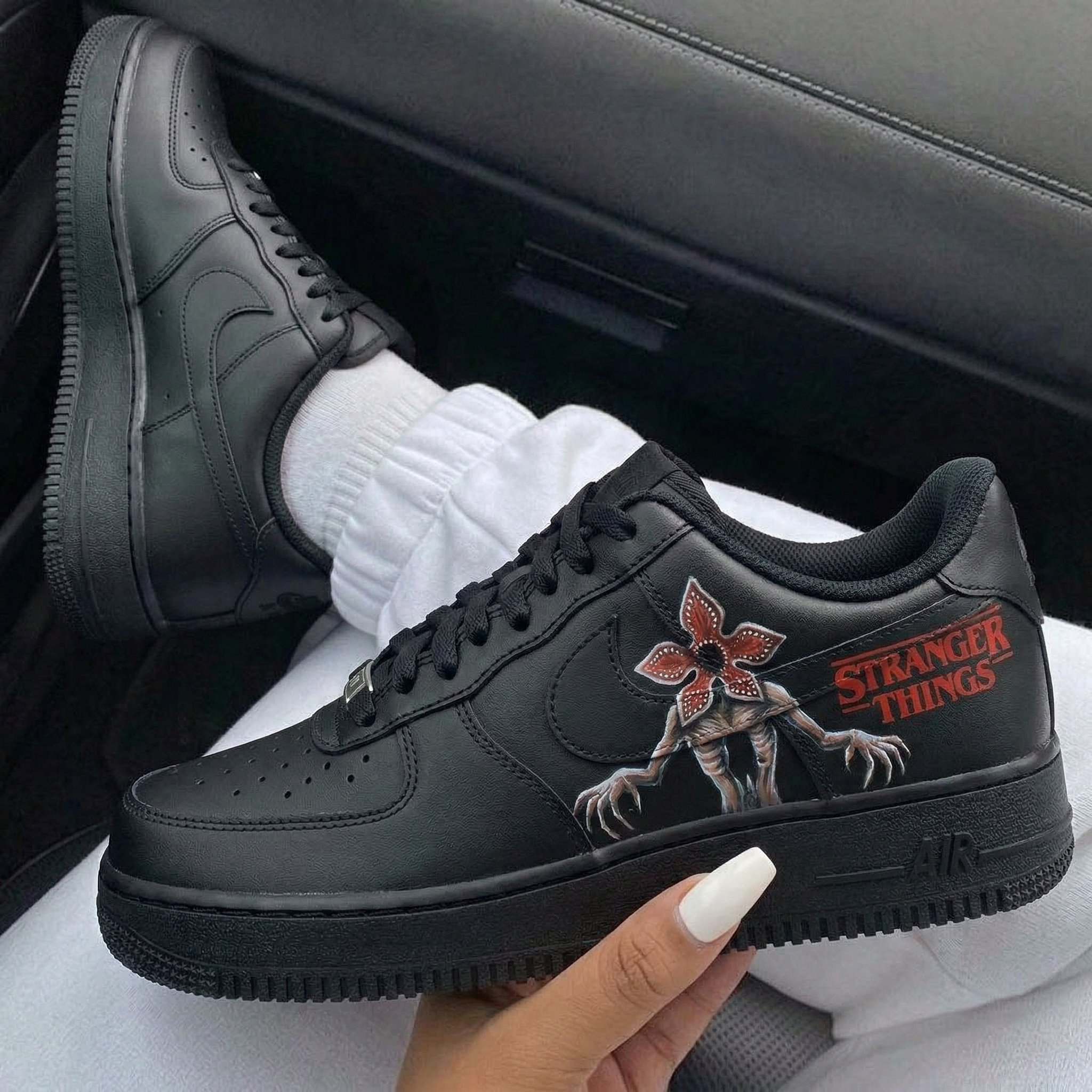 Black Stranger Things Demogorgon Custom Air Force 1-shecustomize