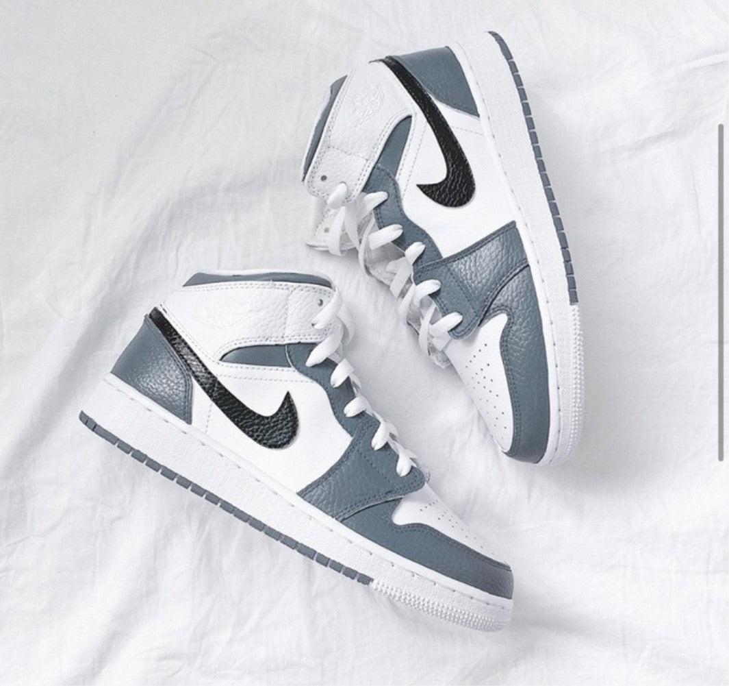 Black Swoosh Grey Custom Air Jordan 1-shecustomize
