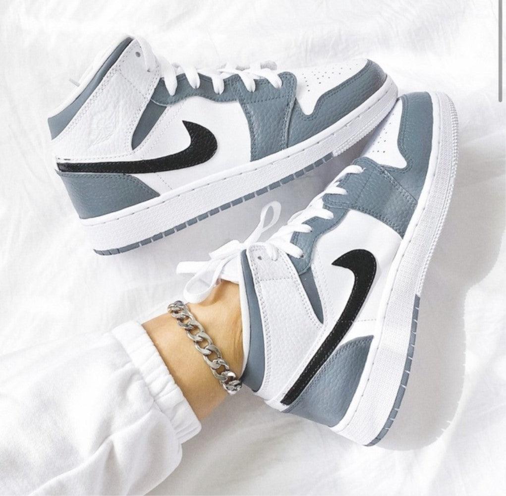 Black Swoosh Grey Custom Air Jordan 1-shecustomize