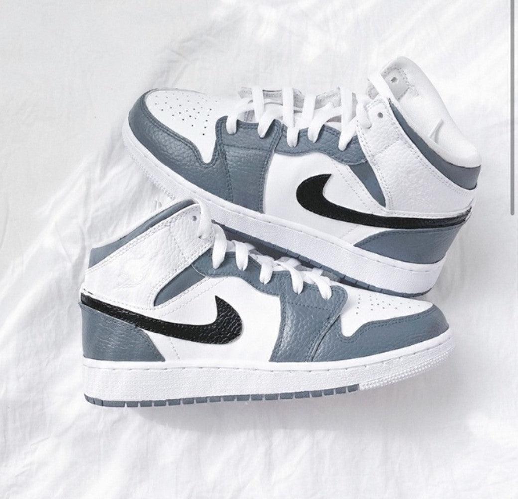 Black Swoosh Grey Custom Air Jordan 1-shecustomize