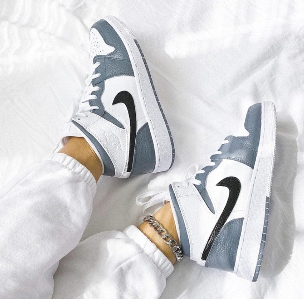 Black Swoosh Grey Custom Air Jordan 1-shecustomize
