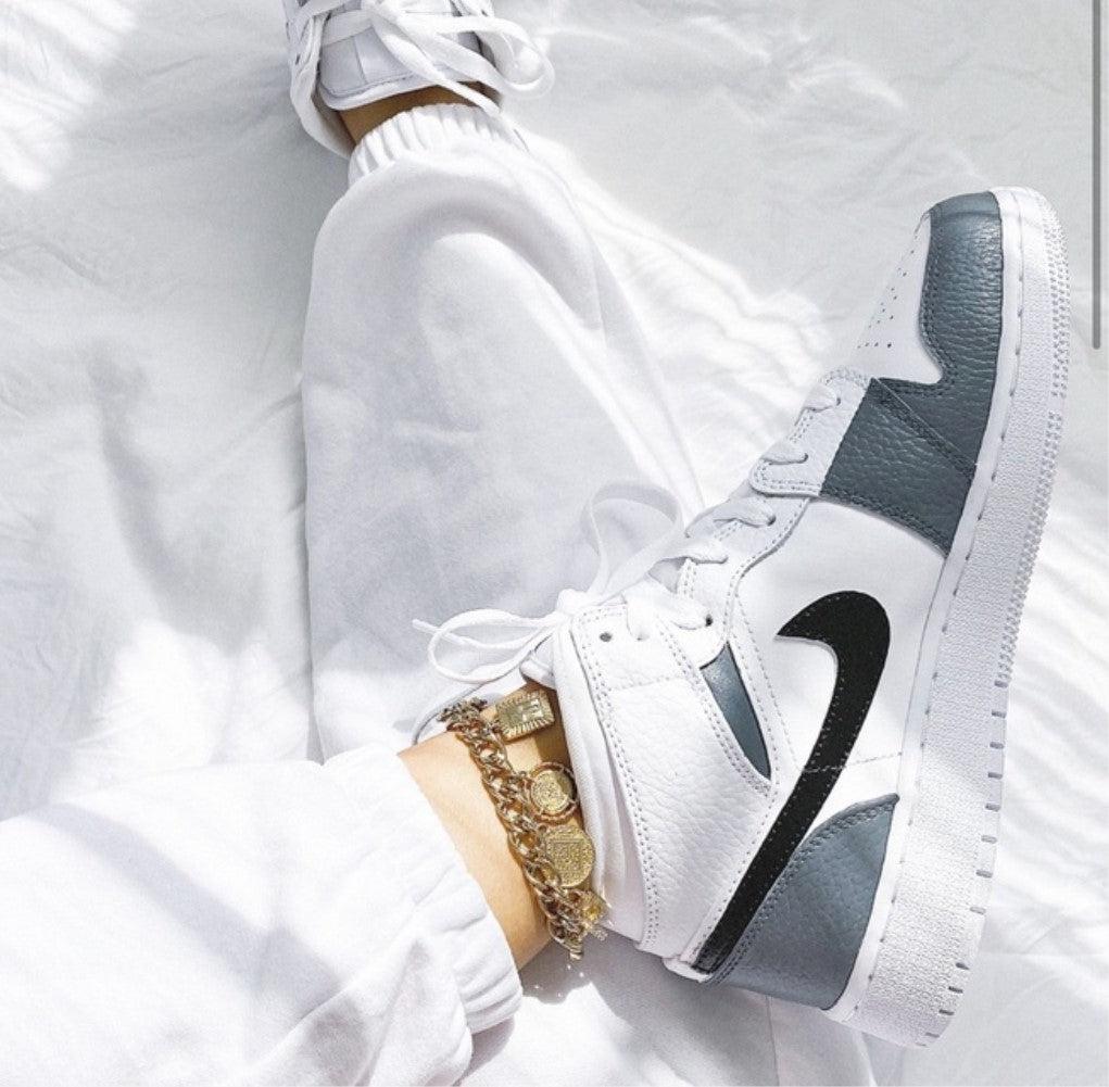 Black Swoosh Grey Custom Air Jordan 1-shecustomize