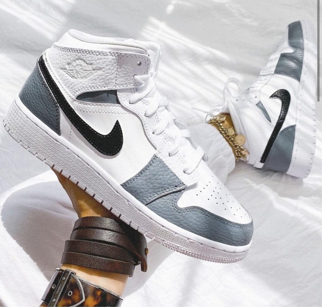 Black Swoosh Grey Custom Air Jordan 1-shecustomize
