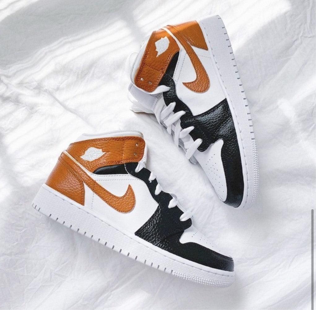 Black Swoosh Orange Custom Air Jordan 1-shecustomize