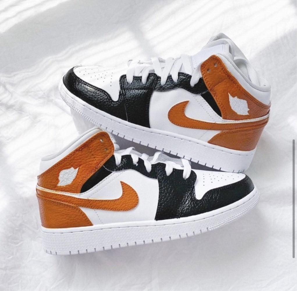 Black Swoosh Orange Custom Air Jordan 1-shecustomize