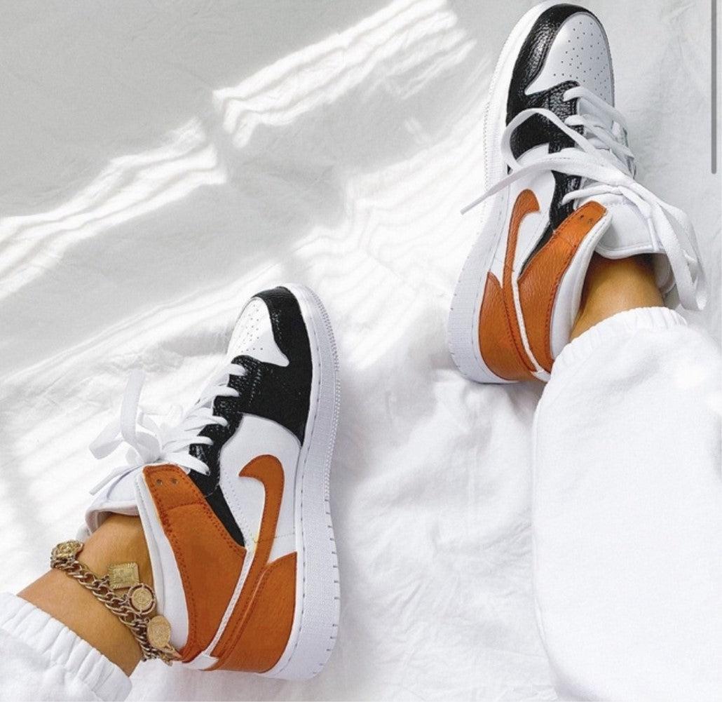 Black Swoosh Orange Custom Air Jordan 1-shecustomize