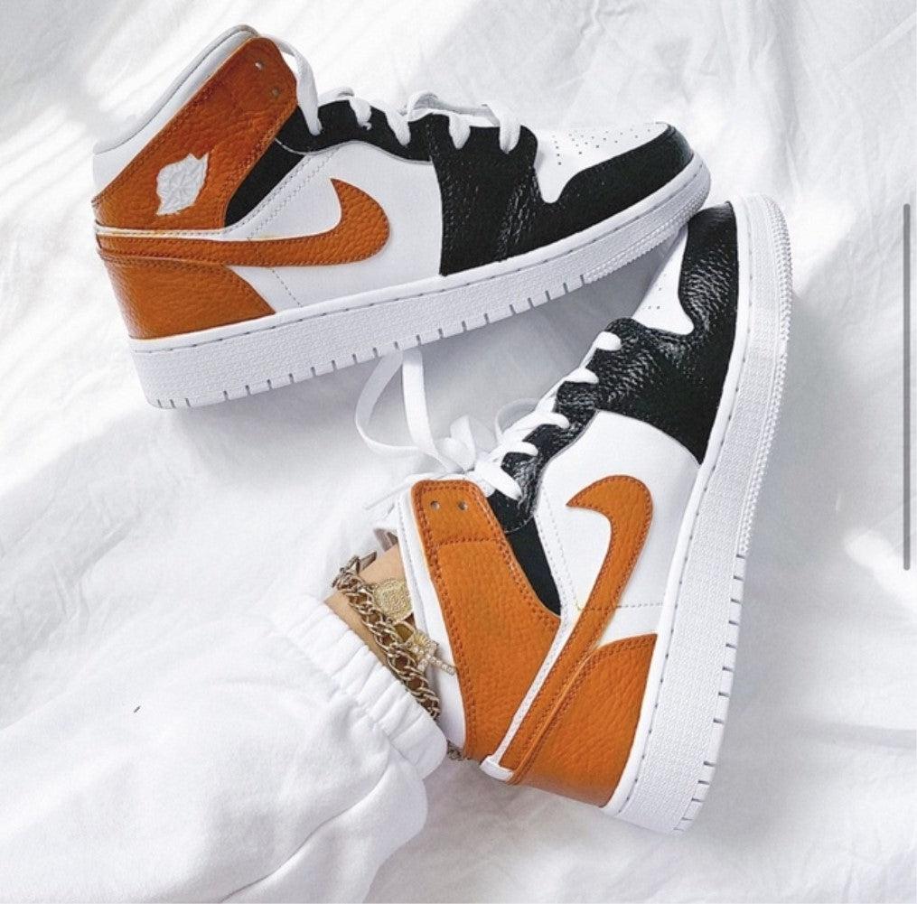 Black Swoosh Orange Custom Air Jordan 1-shecustomize