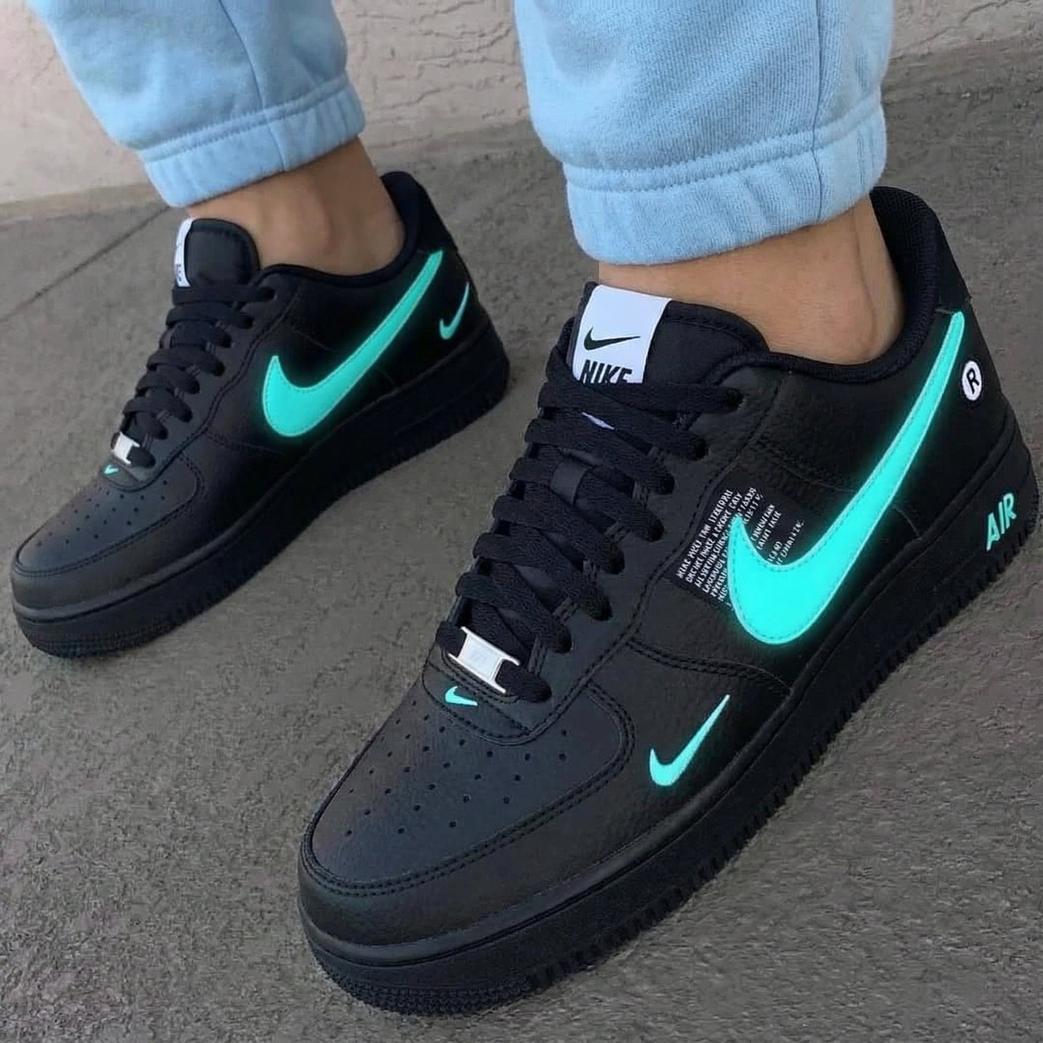 Black Teal Custom Air Force 1-shecustomize