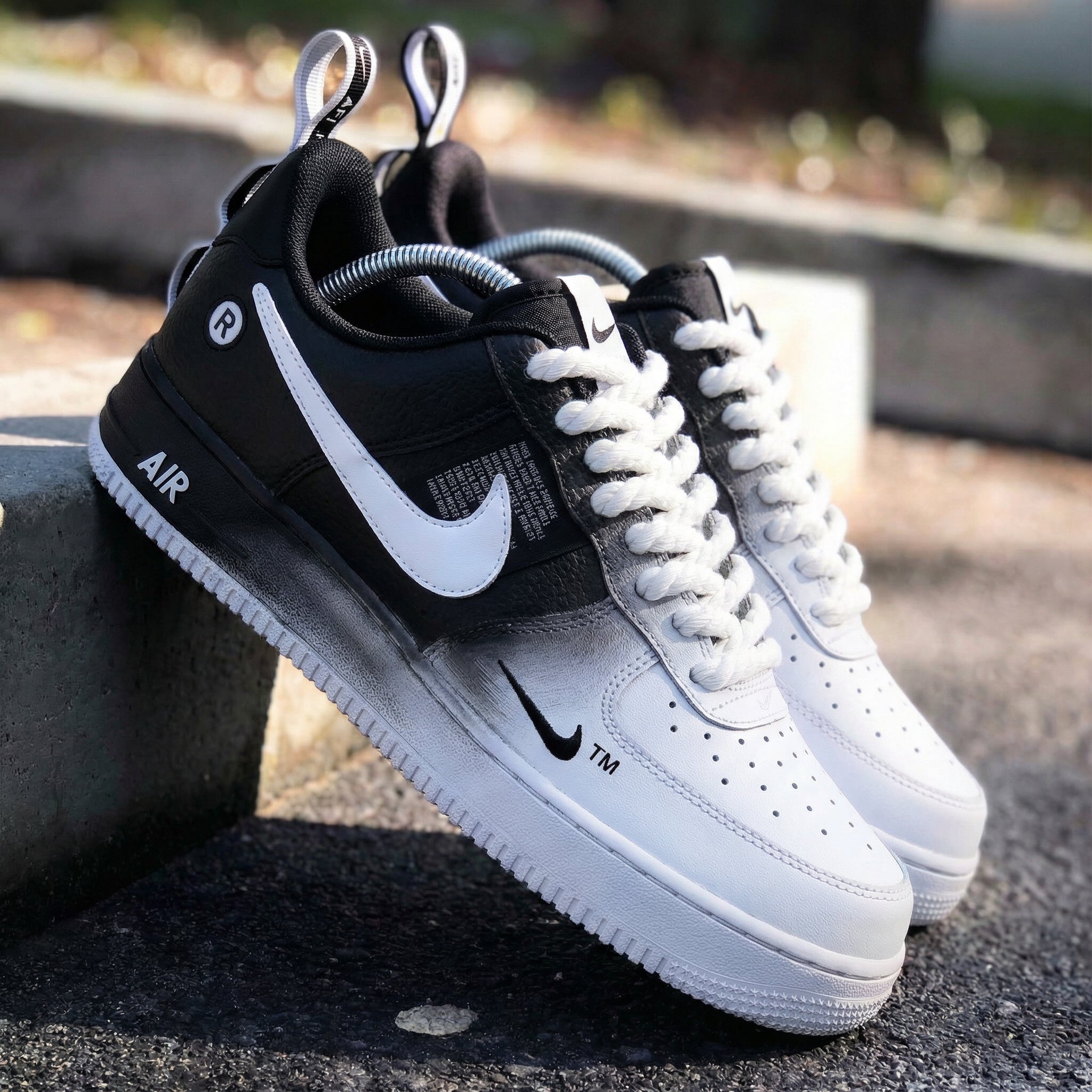 Black White Gradient Custom Air Force 1-shecustomize