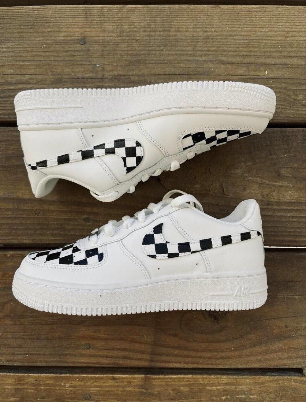 Black White Grid Custom Air Force 1-shecustomize