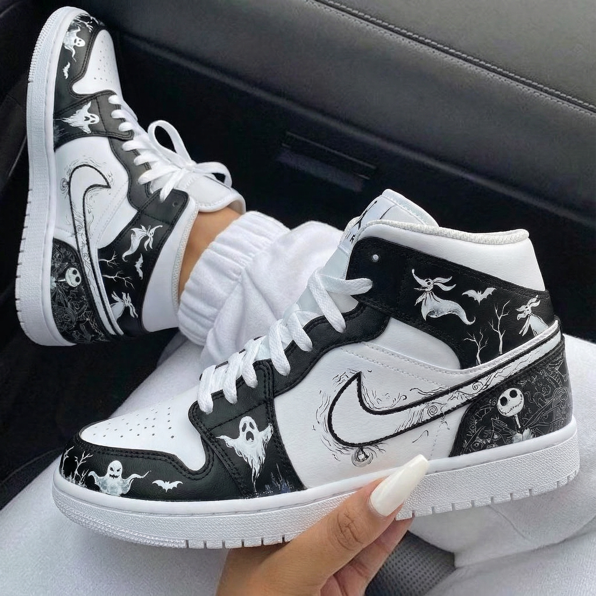 Black White Halloween - themed Custom Air Jordan 1-shecustomize