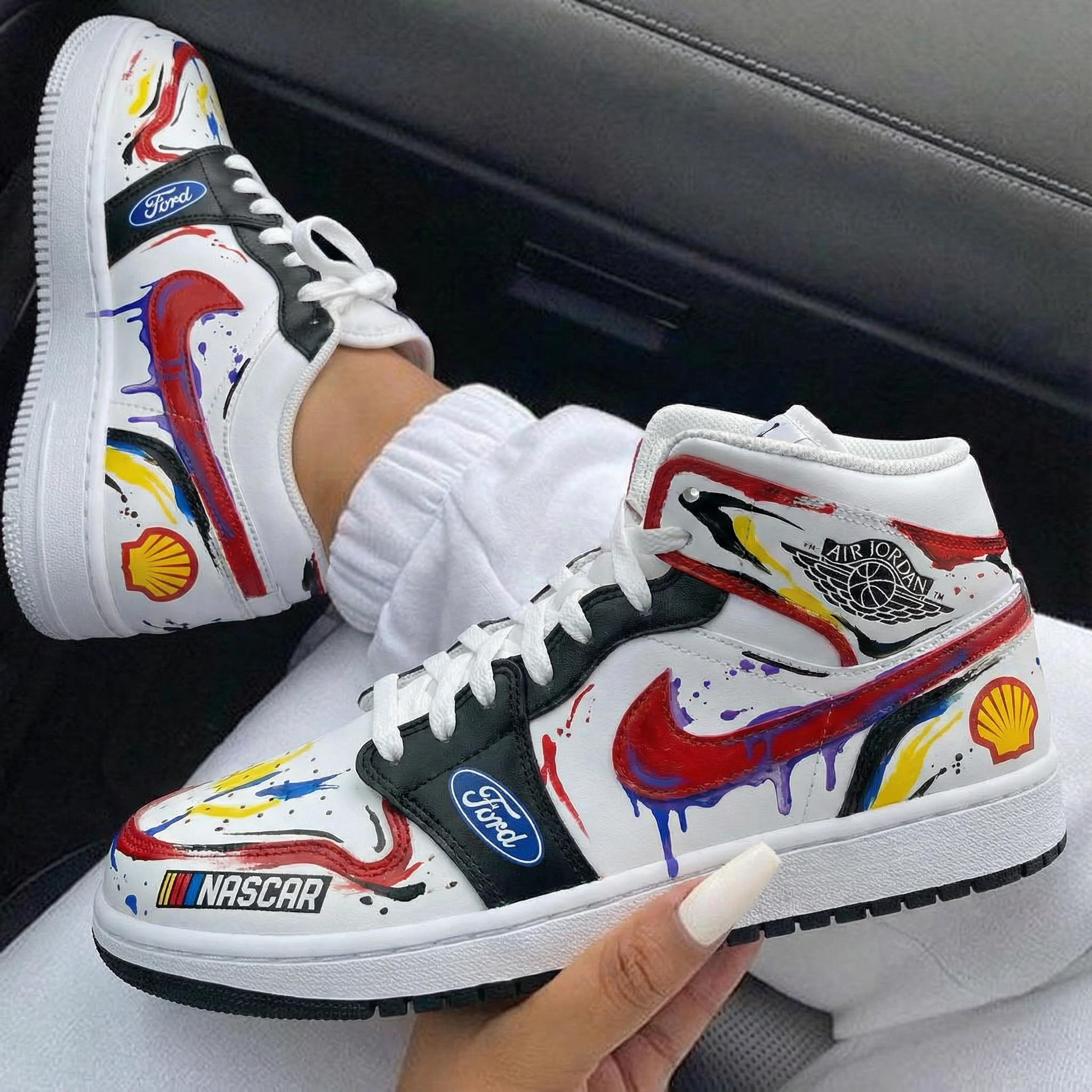 Black White Red Automotive - Themed Custom Air Jordan 1-shecustomize