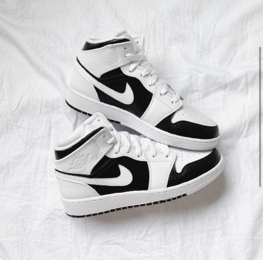 Black White Swoosh Custom Air Jordan 1-shecustomize