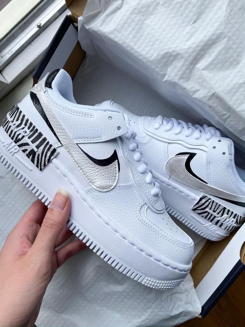 Black White Zebra Shadow Air Force 1 Custom-shecustomize