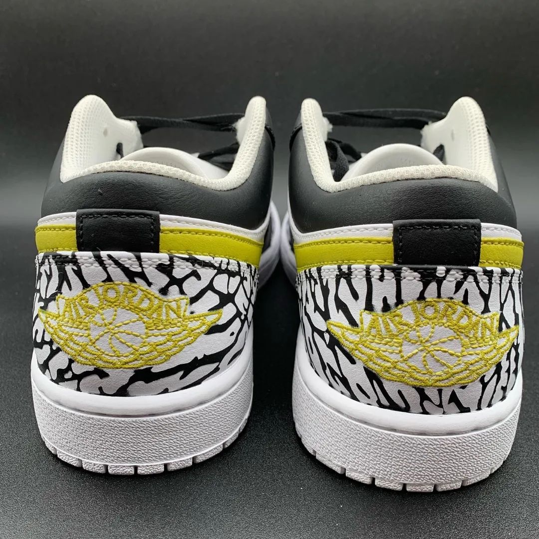 Black Yellow Crackle Custom Air Jordan 1-shecustomize
