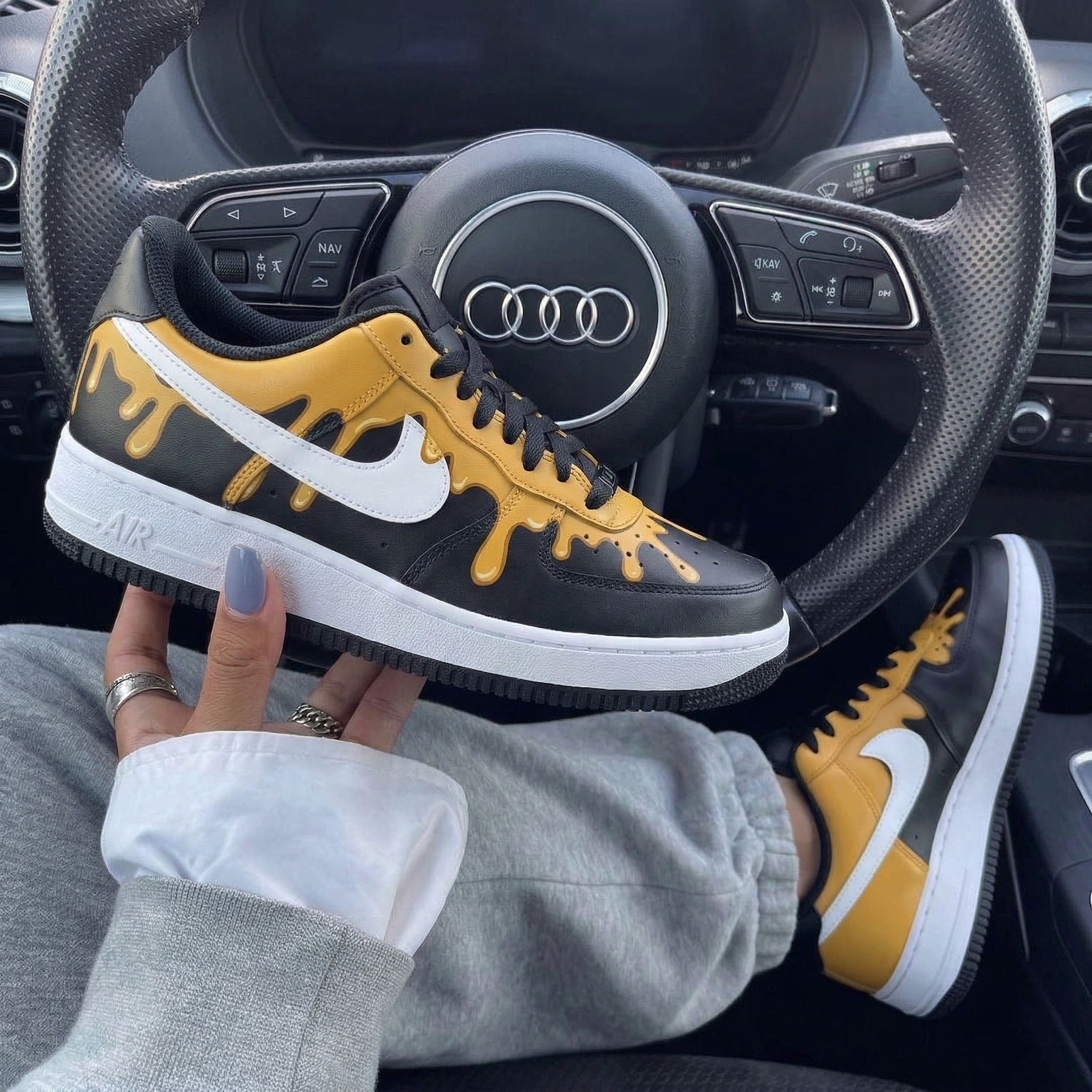 Black Yellow Drip Custom Air Force 1-shecustomize