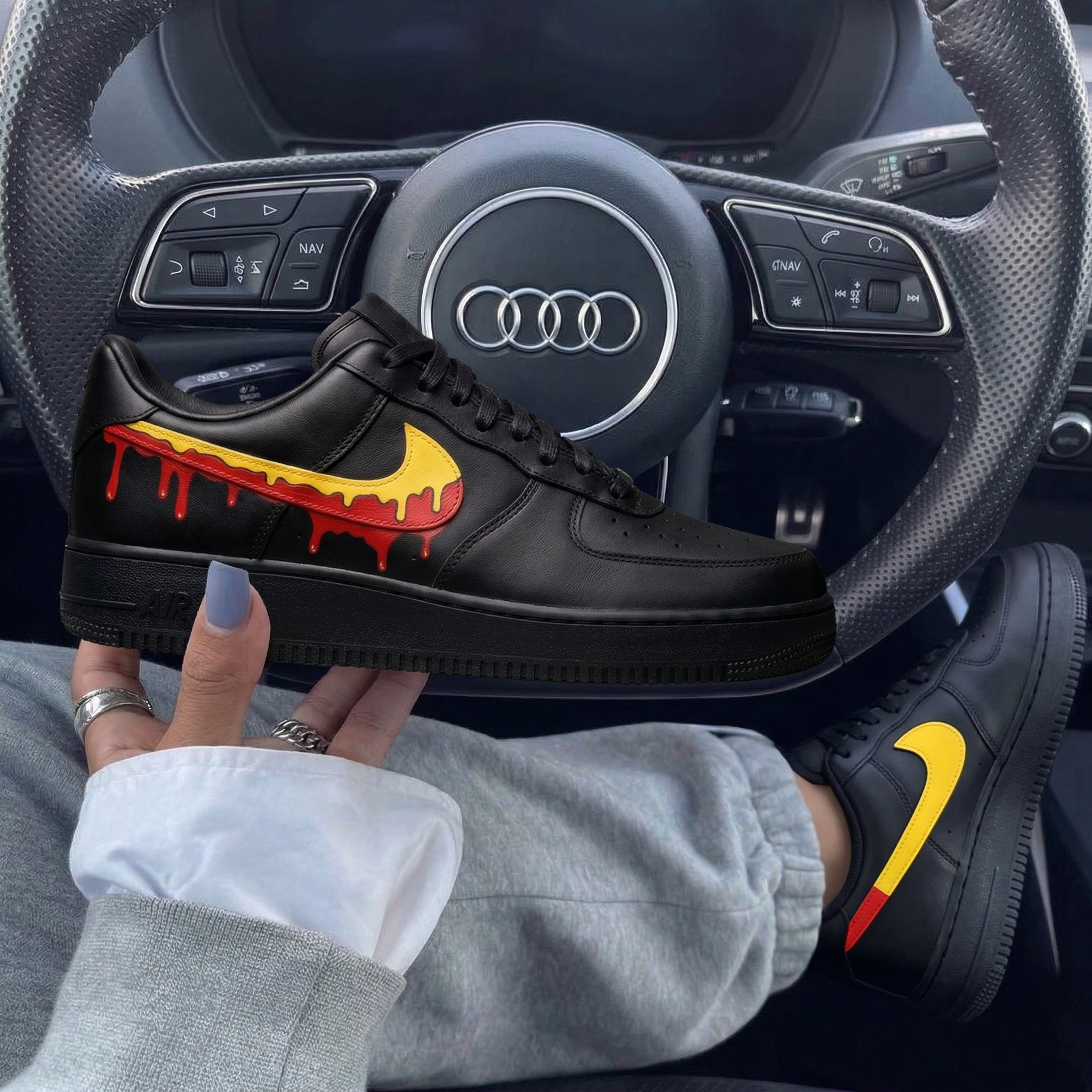 Black Yellow Red Drip Custom Air Force 1-shecustomize