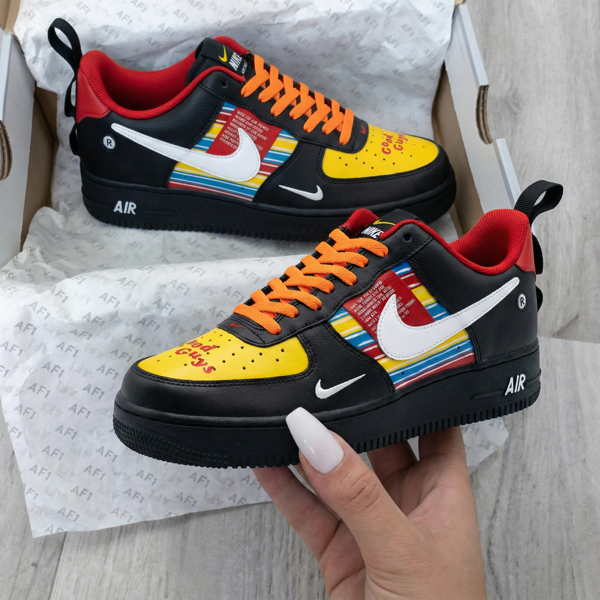 Black Yellow Red Striped Custom Air Force 1-shecustomize