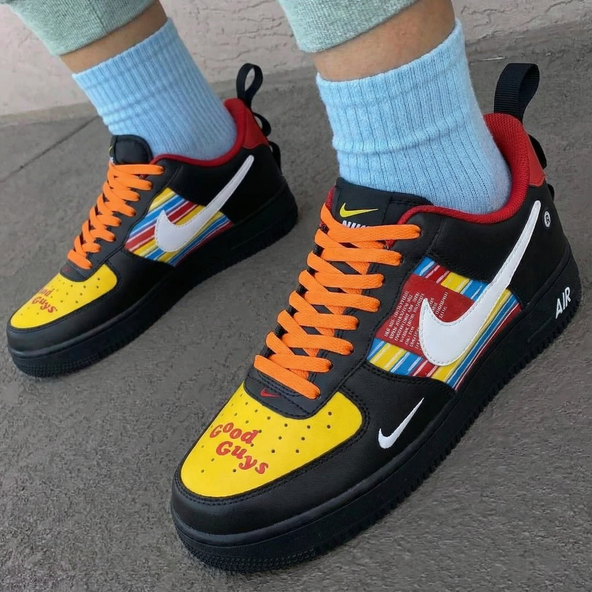 Black Yellow Red Striped Custom Air Force 1-shecustomize