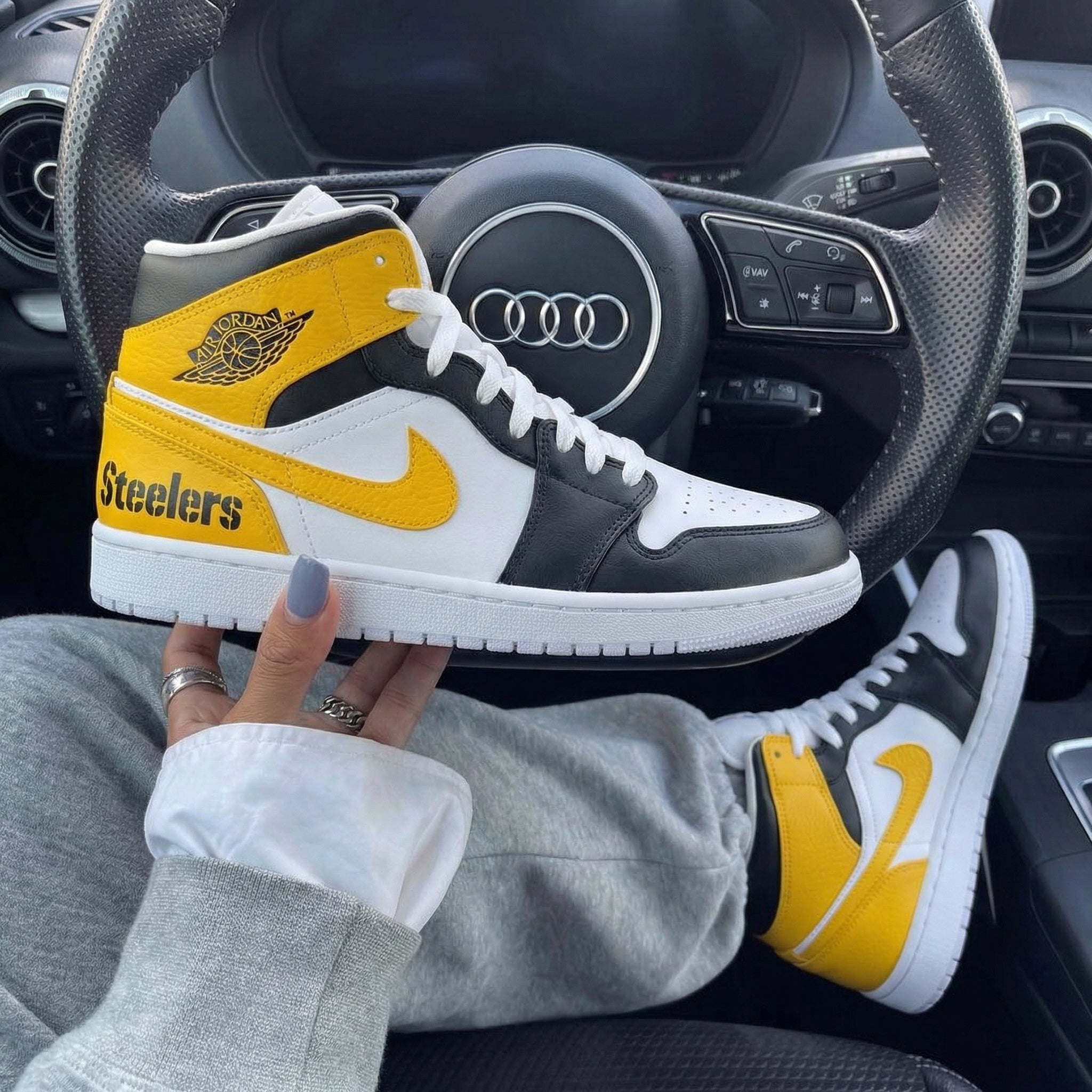 Black Yellow White Steelers Custom Air Jordan 1-shecustomize
