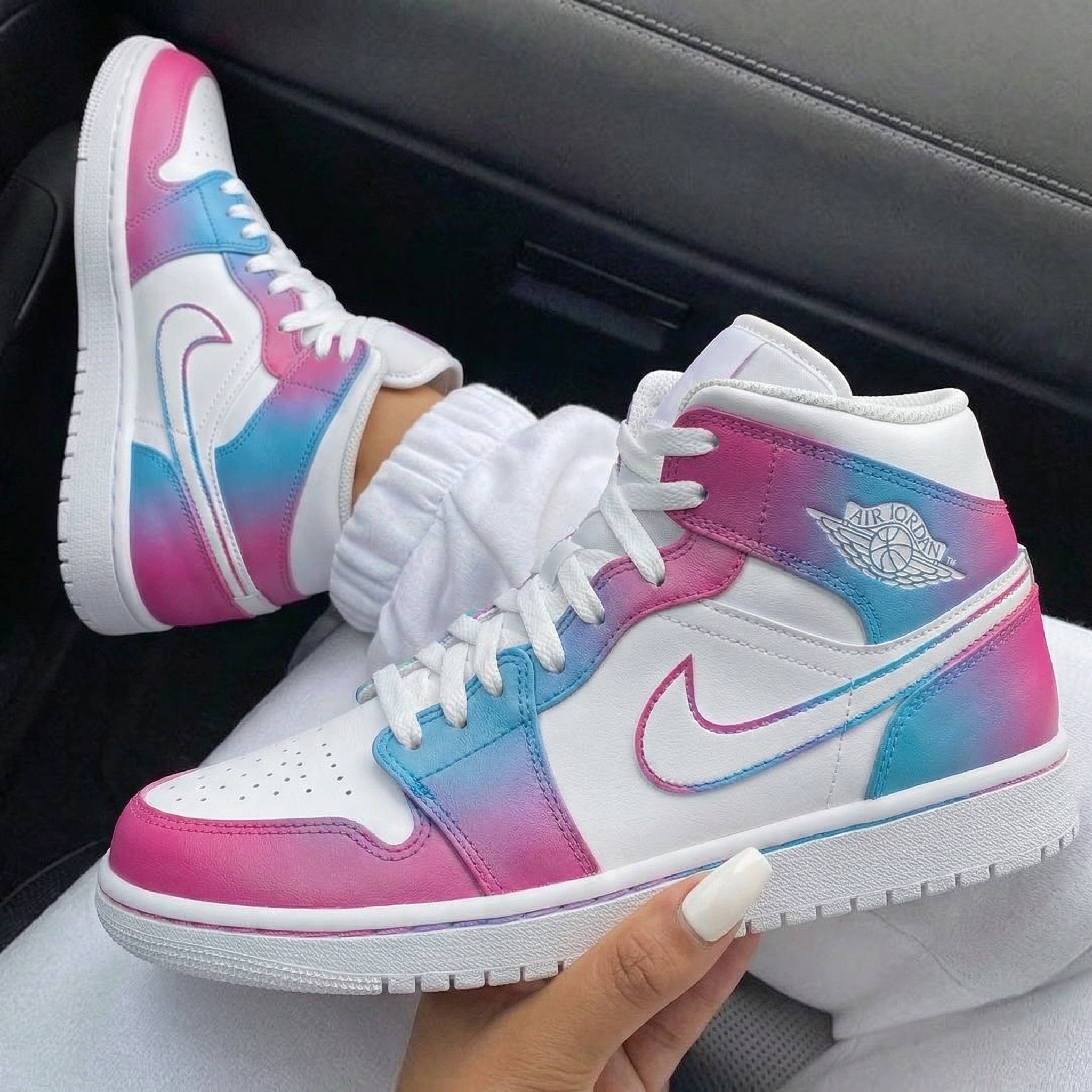 Blue Baby Pink Gradient Custom Air Jordan 1-shecustomize