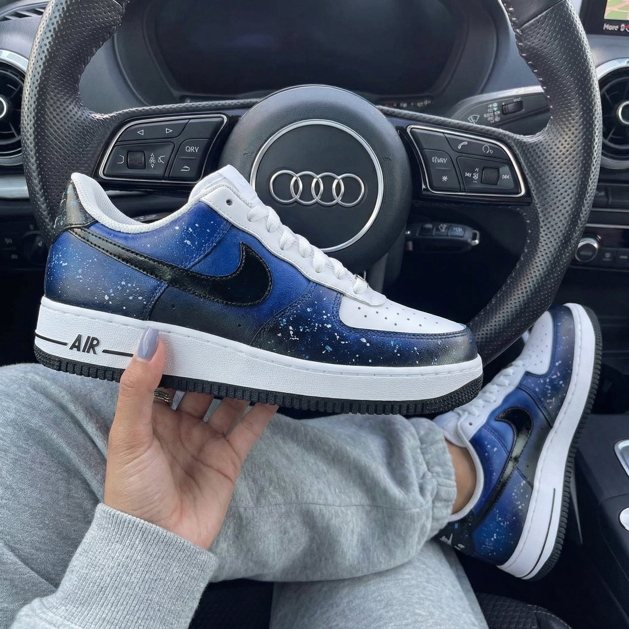 Blue Black Galaxy Splatter Custom Air Force 1-shecustomize