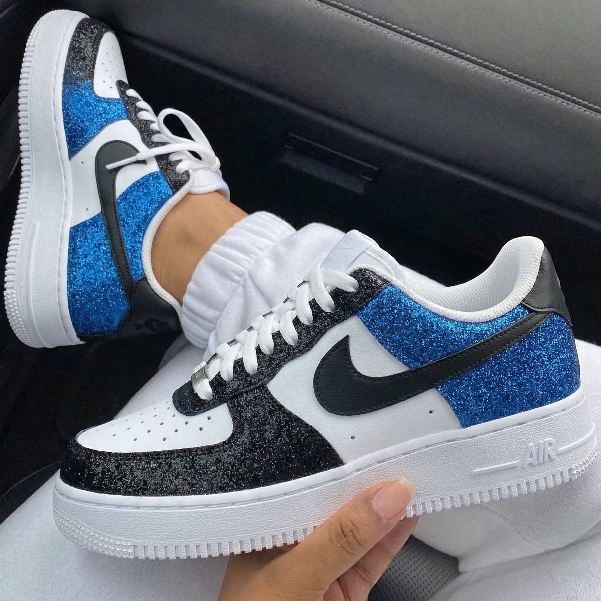 Blue Black Glitter Custom Air Force 1-shecustomize